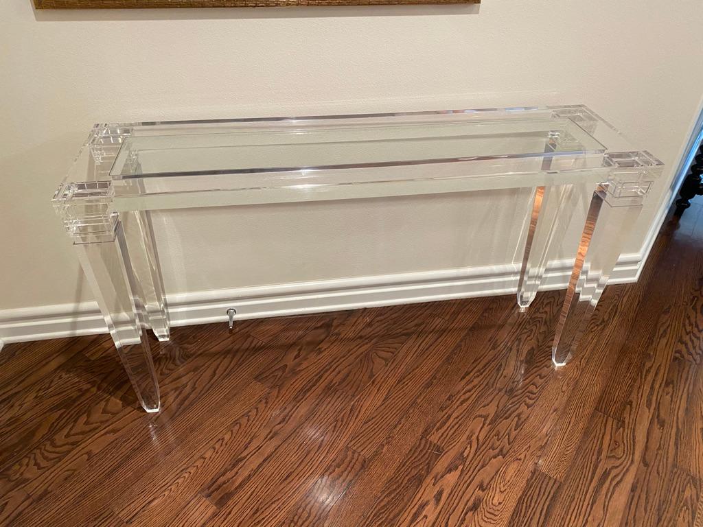 North American Plexiglass Sofa Table / Console Table For Sale