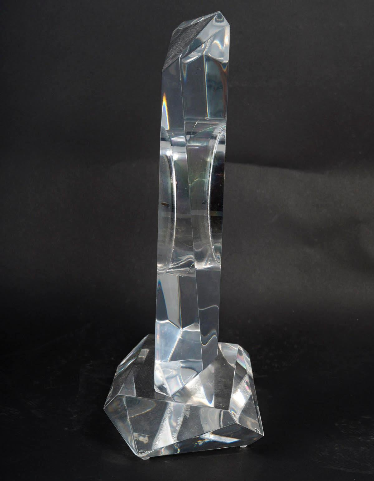 Modern Plexiglass Table Clock, 1970s Design. For Sale