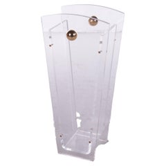 Lutcite or Plexiglass Umbrella Stand Charles Hollis Jones with Brass Accents