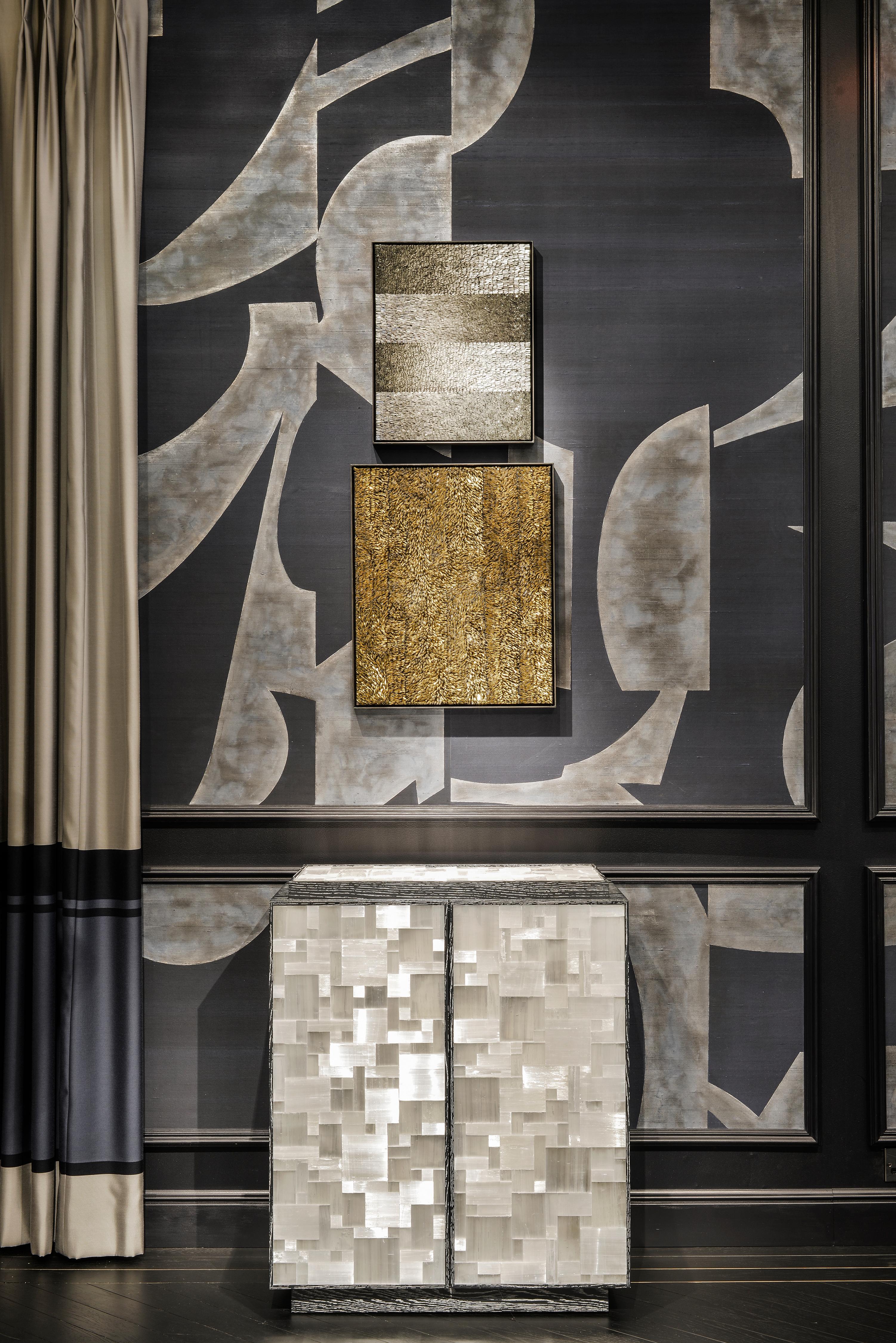 Plexus Cabinet, Cerused Oak with Selenite Inlay 3