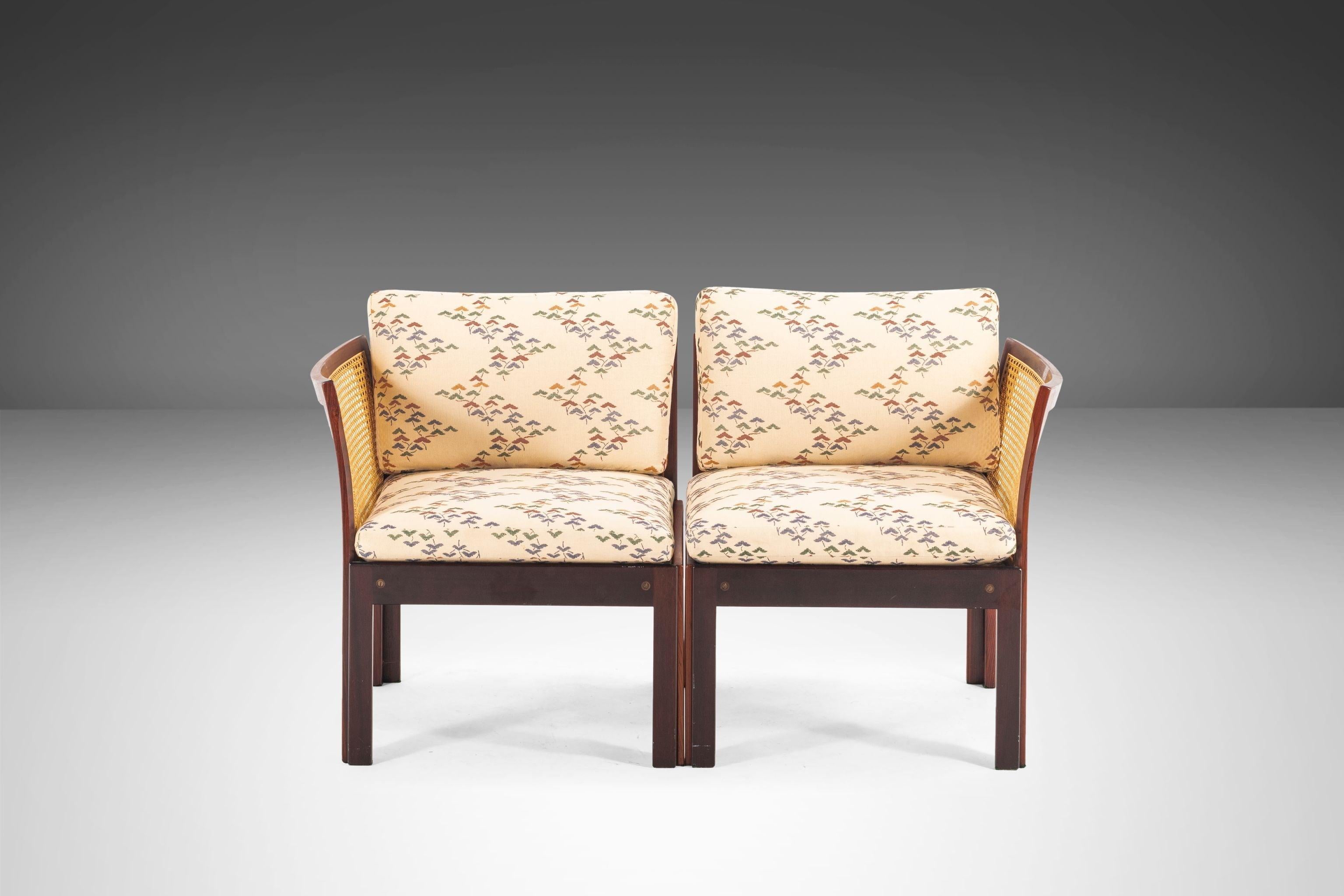 Mid-Century Modern Soborg Rosewood & Cane Plexus Modular Two Seat Sofa / Chairs by Illum Wikkelsø en vente