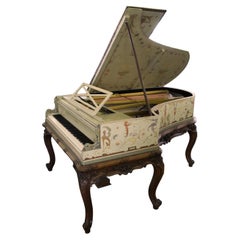 Antique Pleyel Grand Piano Hand-Painted Berainesque Style Cabriole Leg Signed G. Meunier