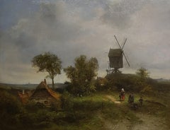 Walking on the farm, P.L.F. Kluyver, Oil paint/canvas, Romantic