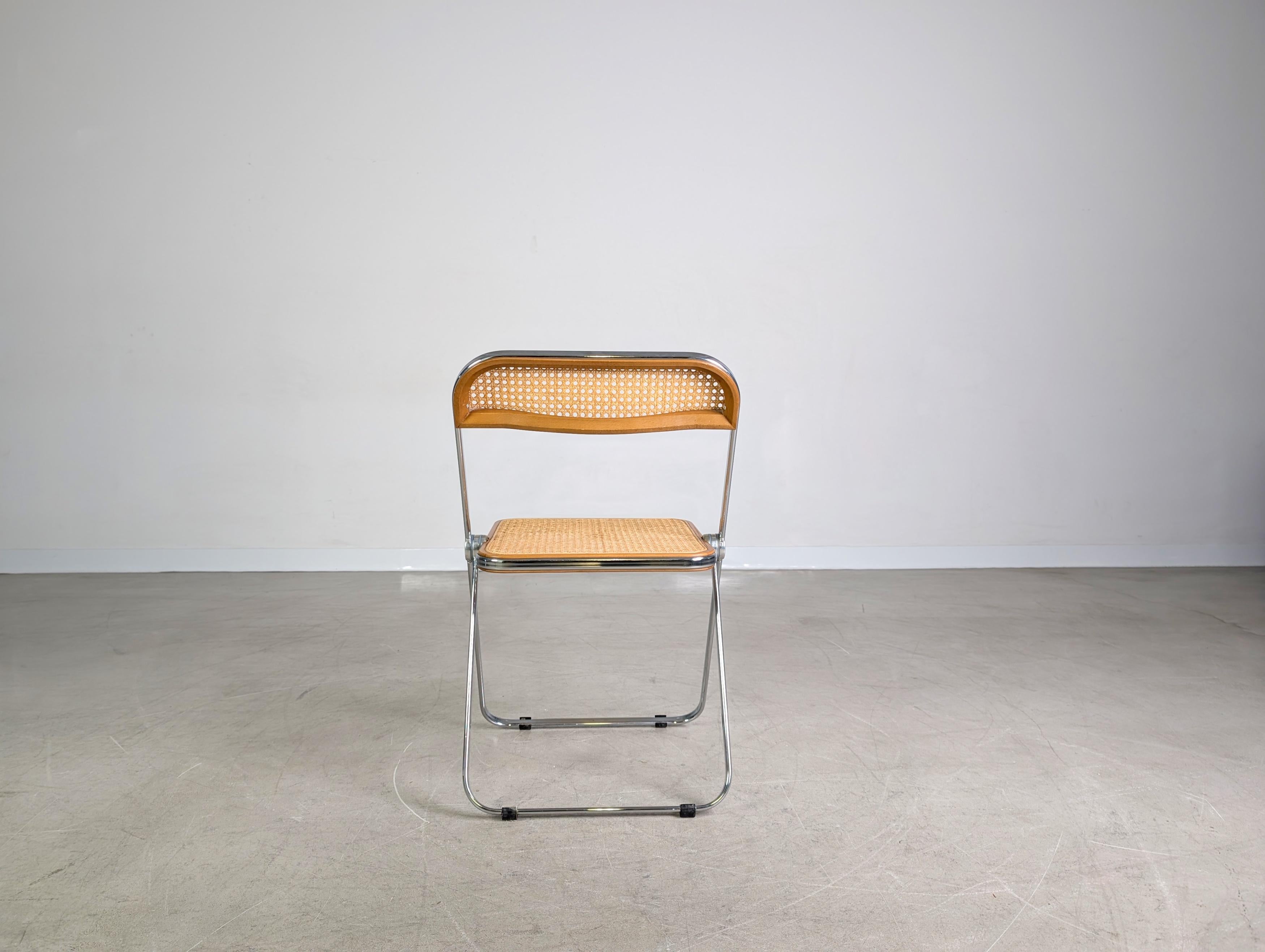 Late 20th Century Plia Cane Klappstuhl Castelli Giancarlo Piretti Stuhl Wiener Geflecht For Sale