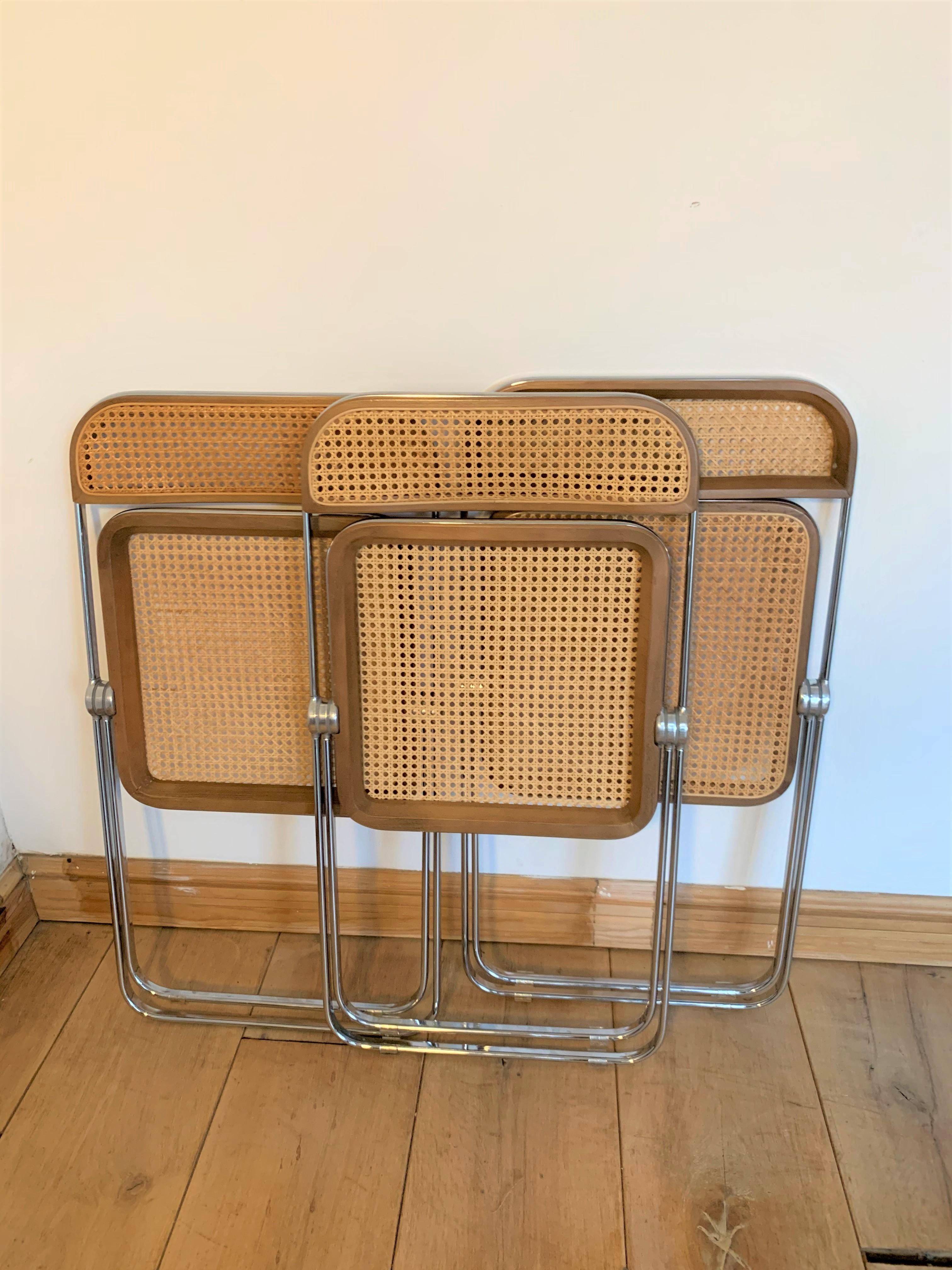 20th Century Vintage Rattan Plia Chairs by Giancarlo Piretti for Castelli 8