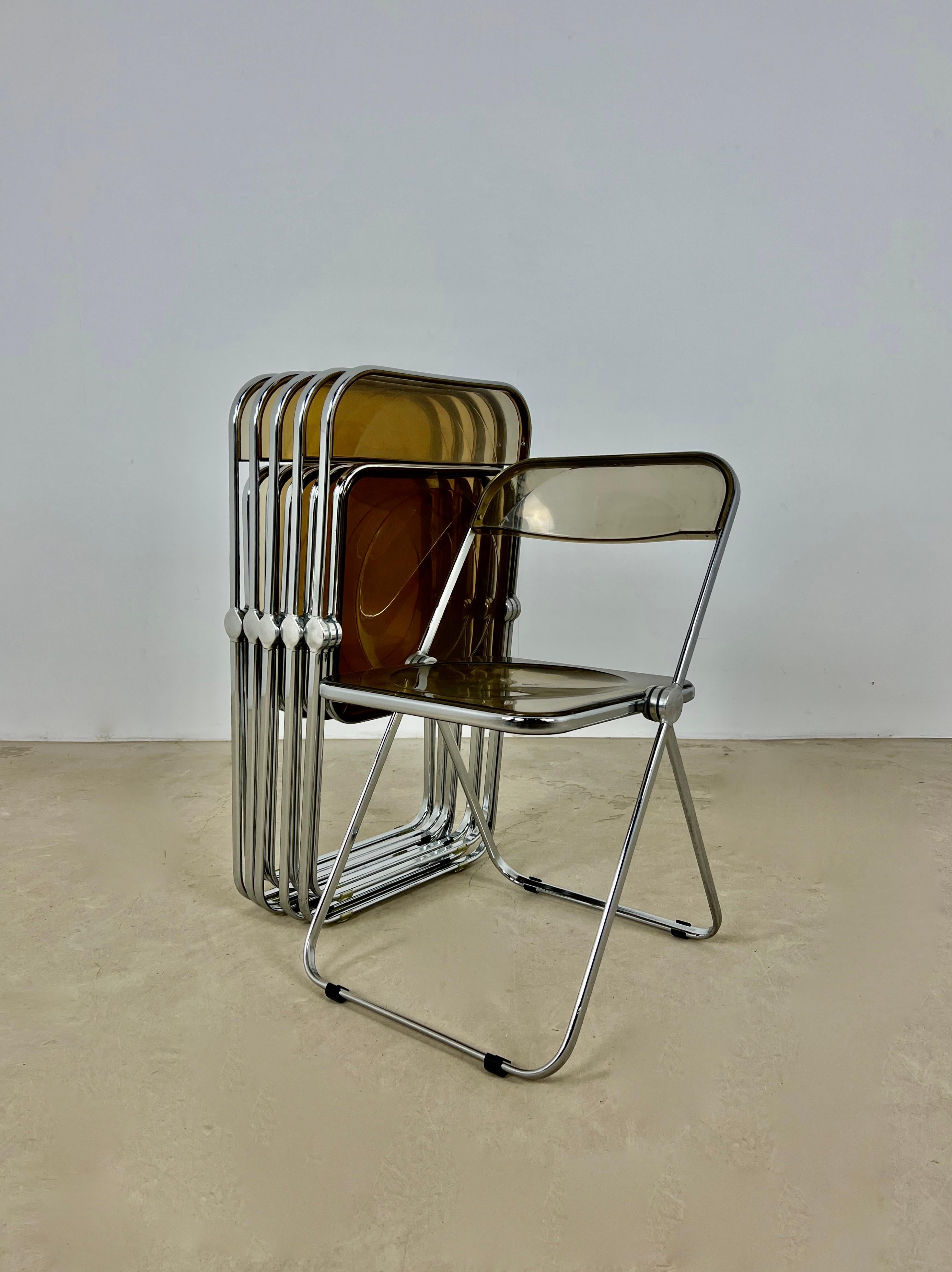 Plia Folding Chair by Giancarlo Piretti for Castelli, 1970s Set 6 5