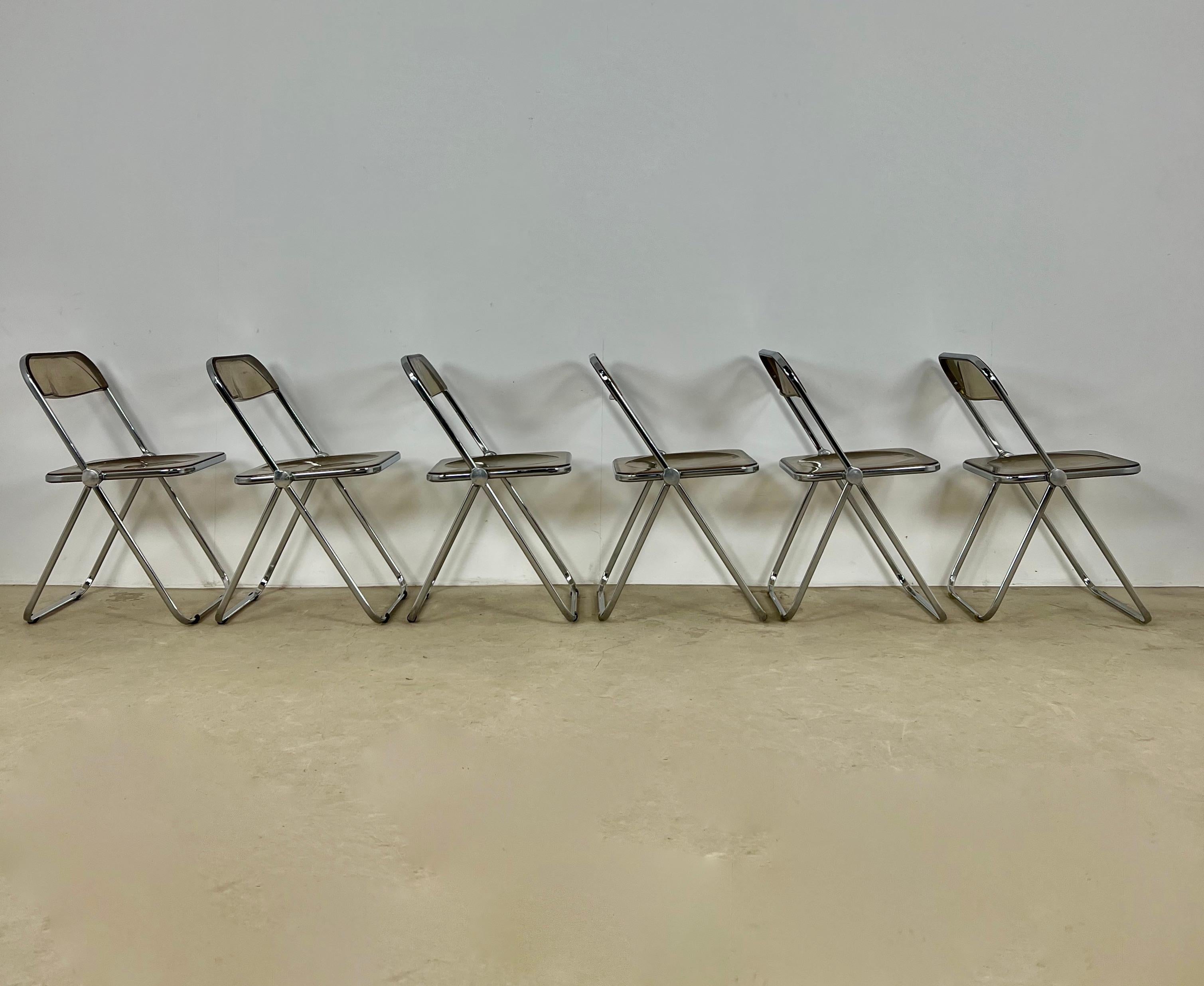 Italian Plia Folding Chair by Giancarlo Piretti for Castelli, 1970s Set 6