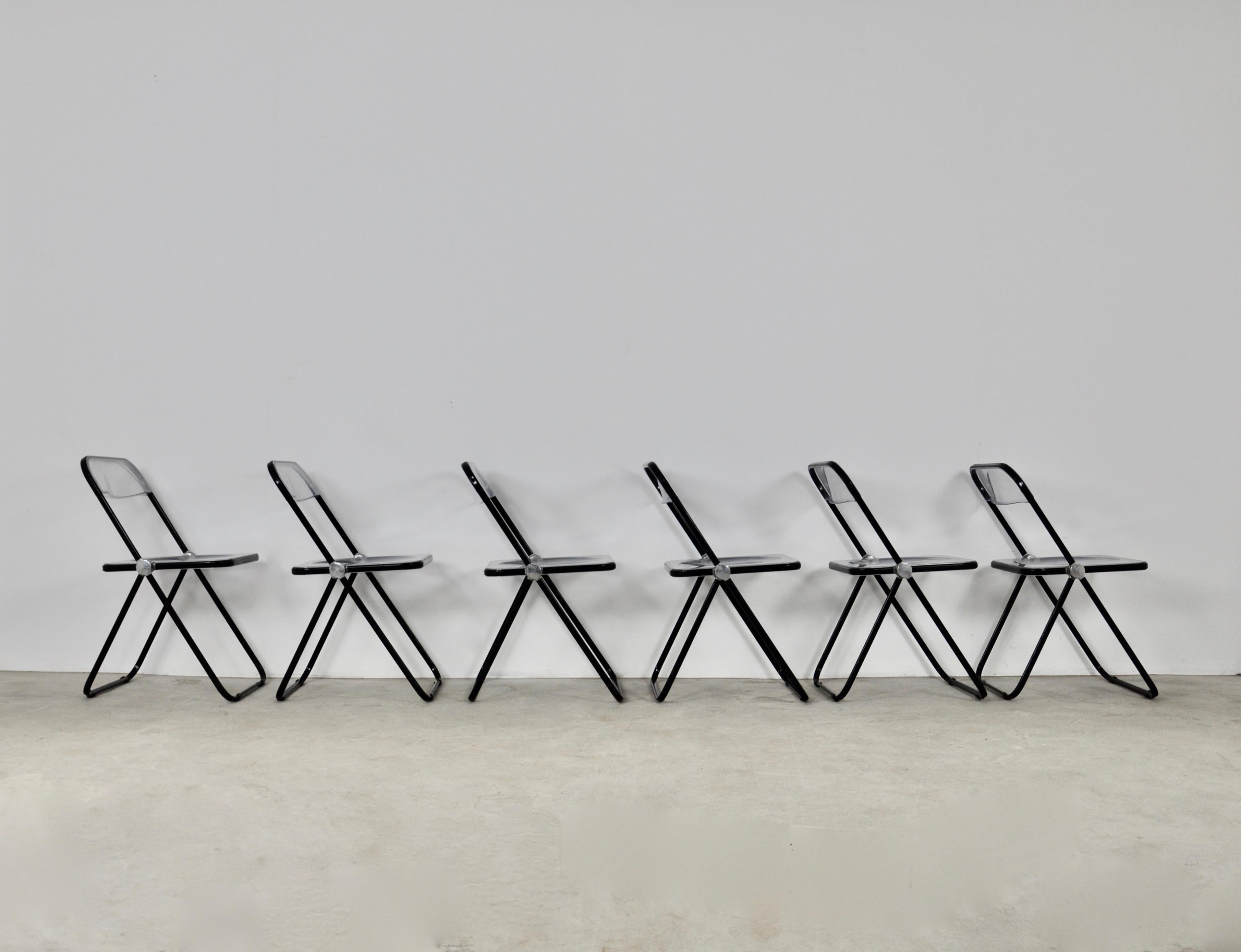 Plia Folding Chair by Giancarlo Piretti for Castelli, 1970s Set 6 In Good Condition In Lasne, BE