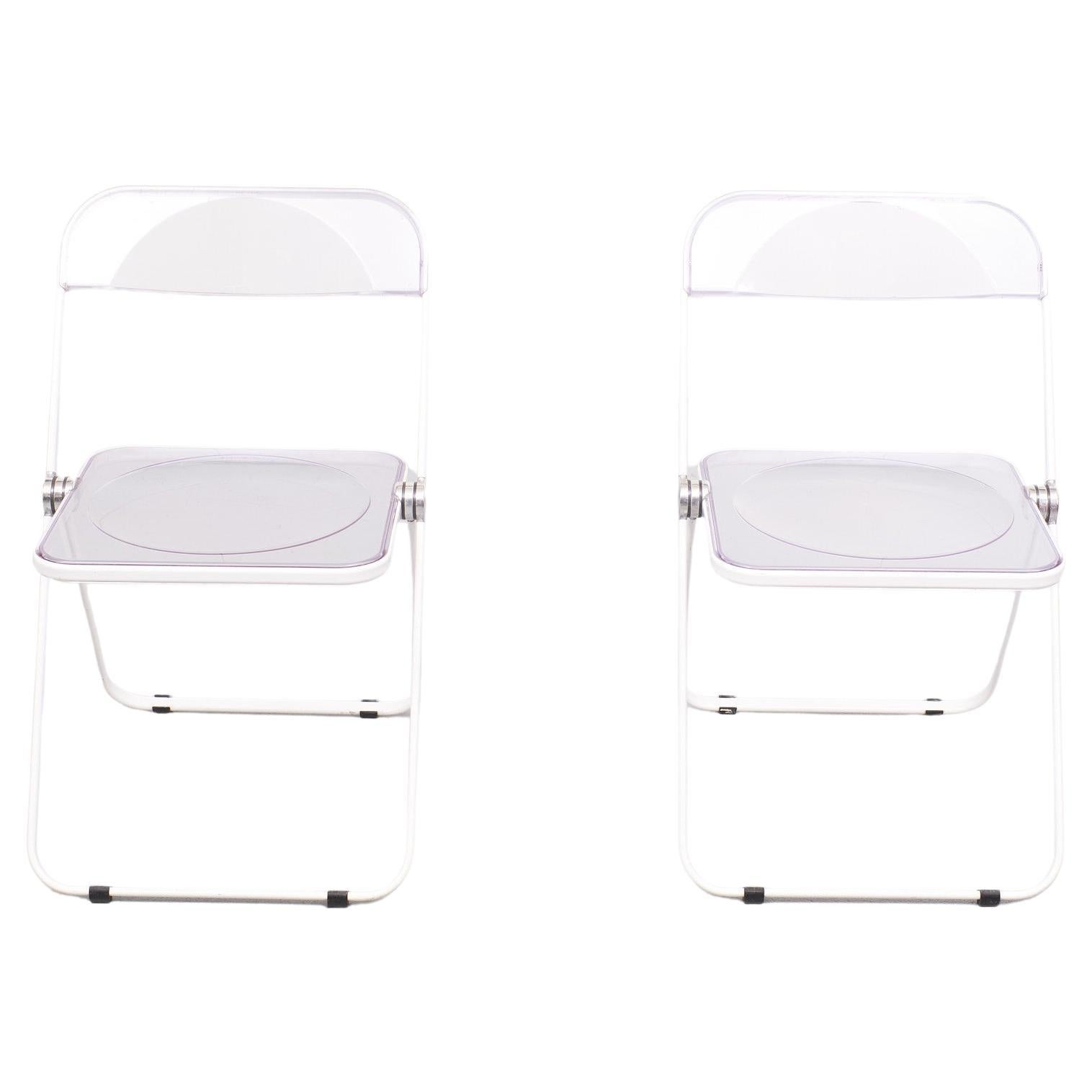 Pair of white and transparent Plia Chairs Giancarlo Piretti for Castelli Italy.
A real classic design. Signed.