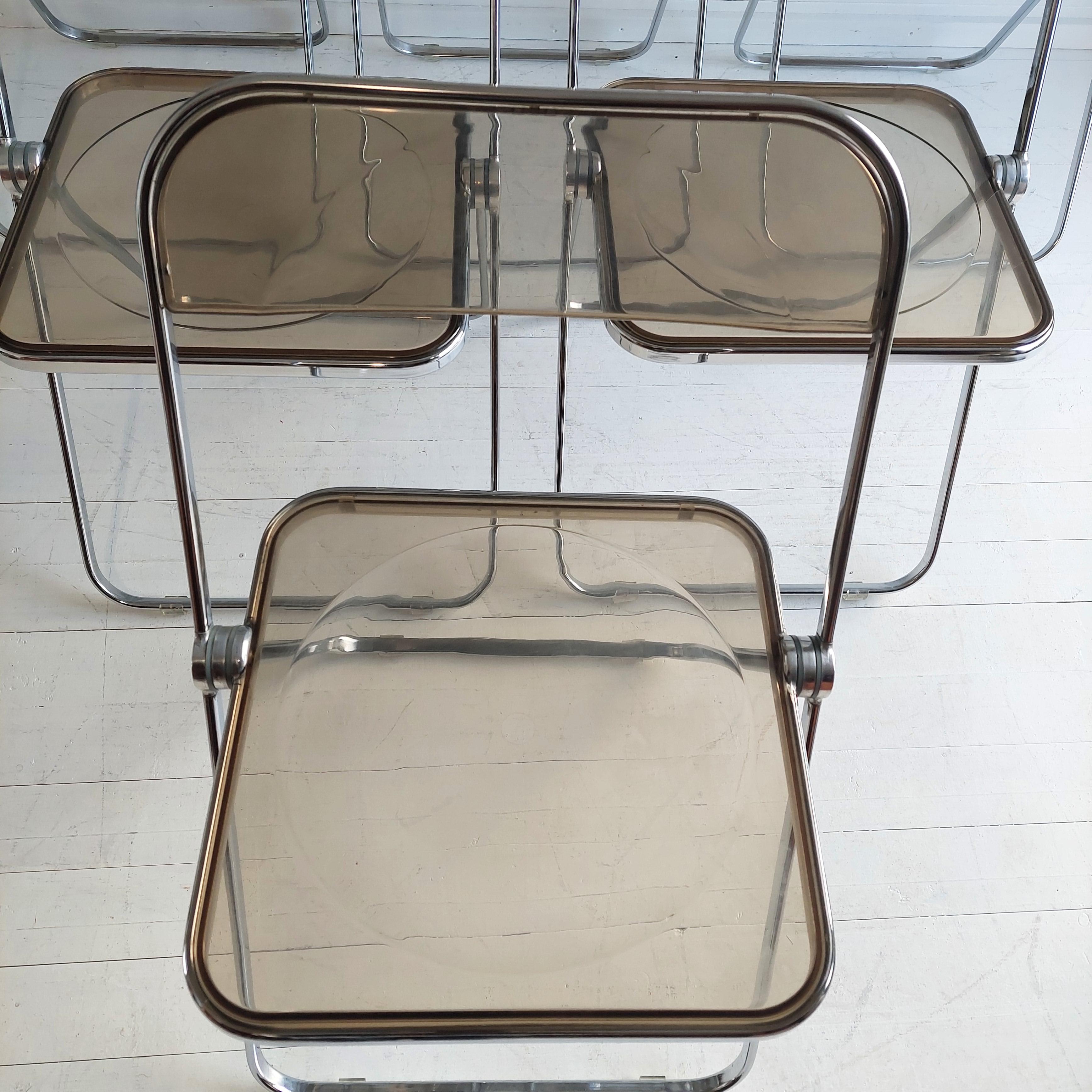 Plia Folding Chairs by Giancarlo Piretti for Castelli 60/70s Set of 4 For Sale 2