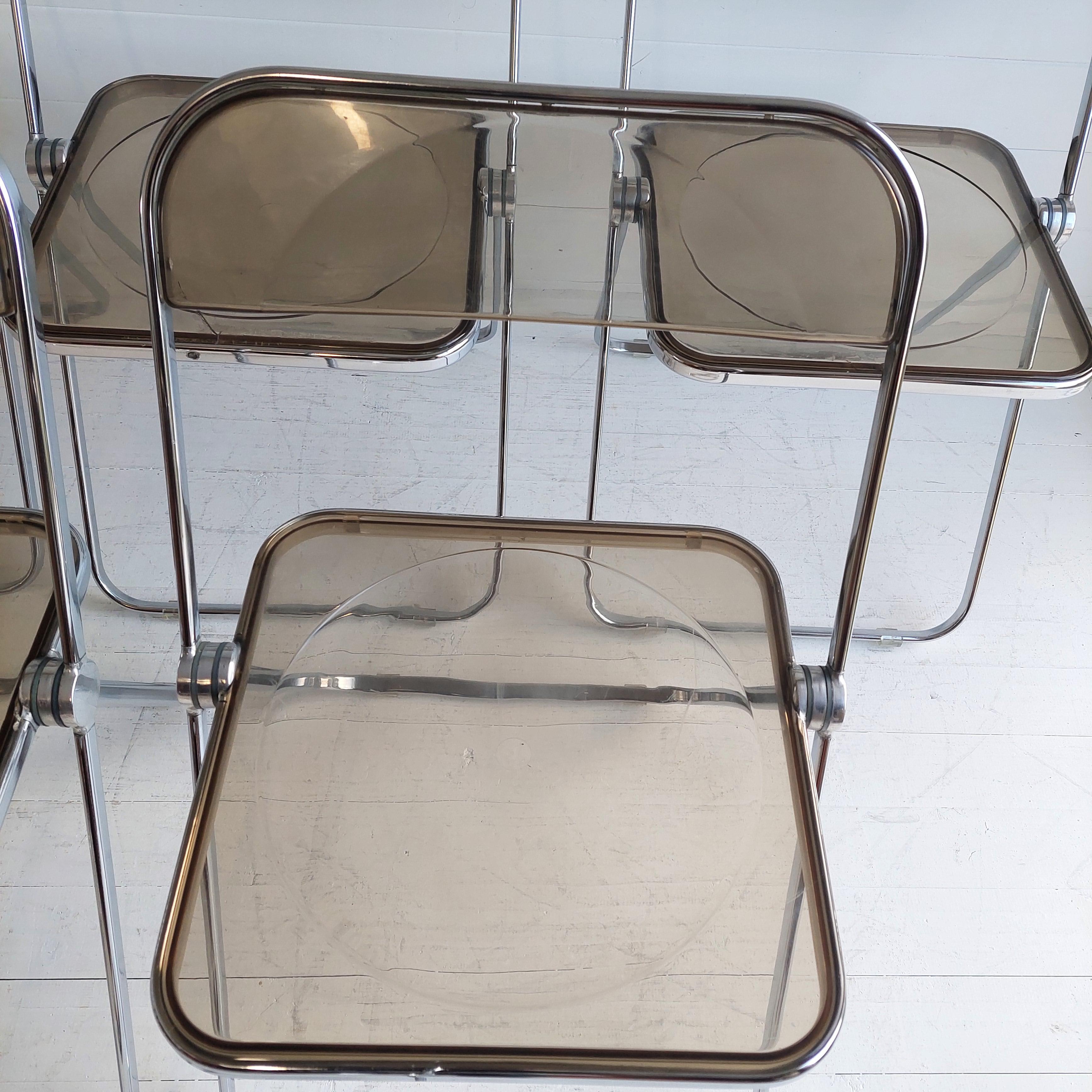 Plia Folding Chairs by Giancarlo Piretti for Castelli 60/70s Set of 4 3
