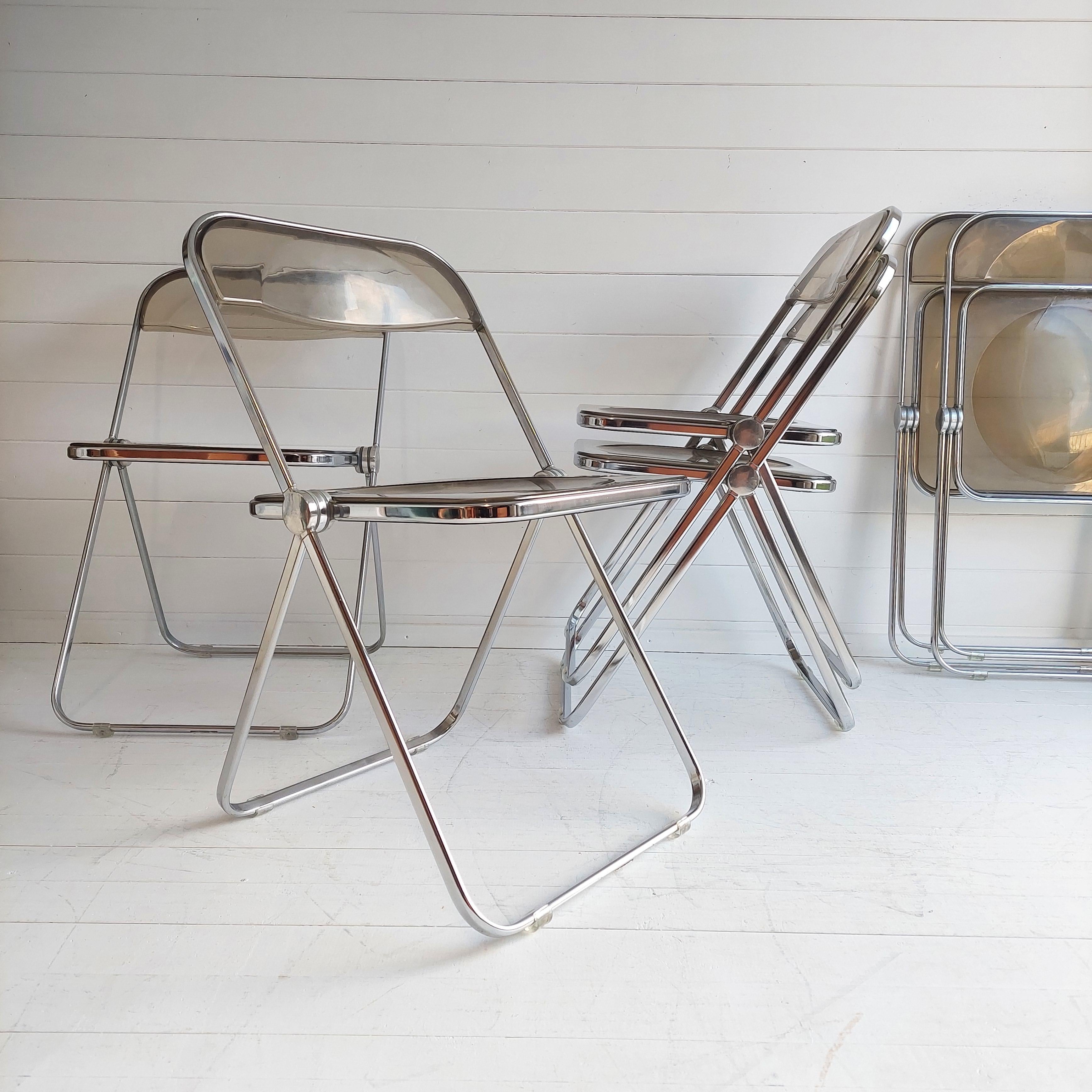 Italian Plia Folding Chairs by Giancarlo Piretti for Castelli 60/70s Set of 4