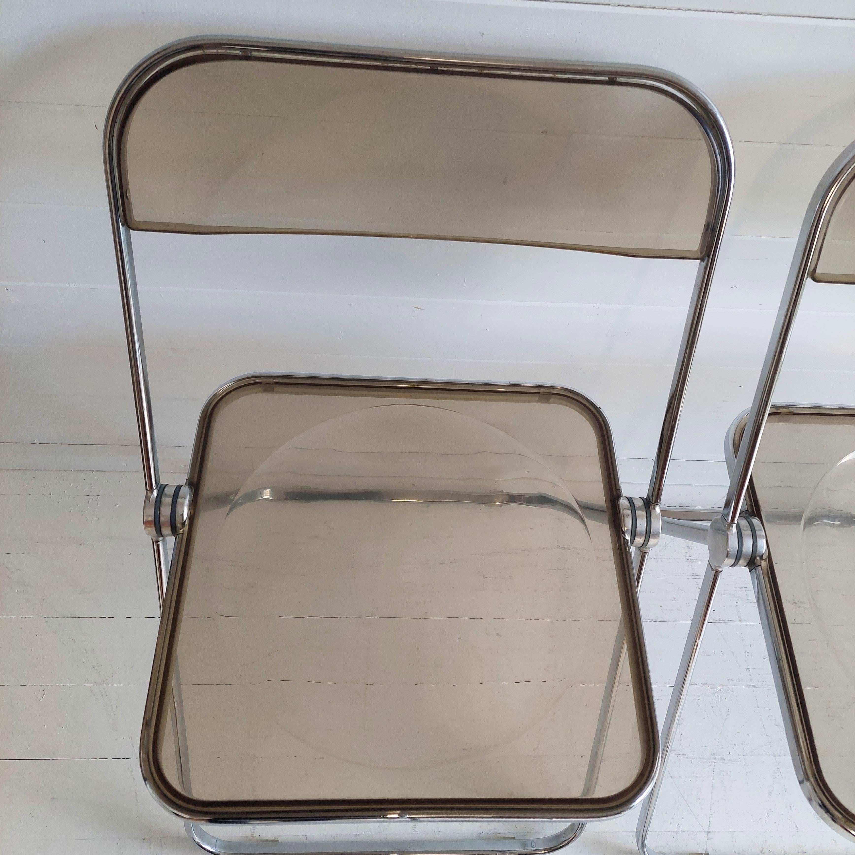 Chrome Plia Folding Chairs by Giancarlo Piretti for Castelli 60/70s Set of 4 For Sale