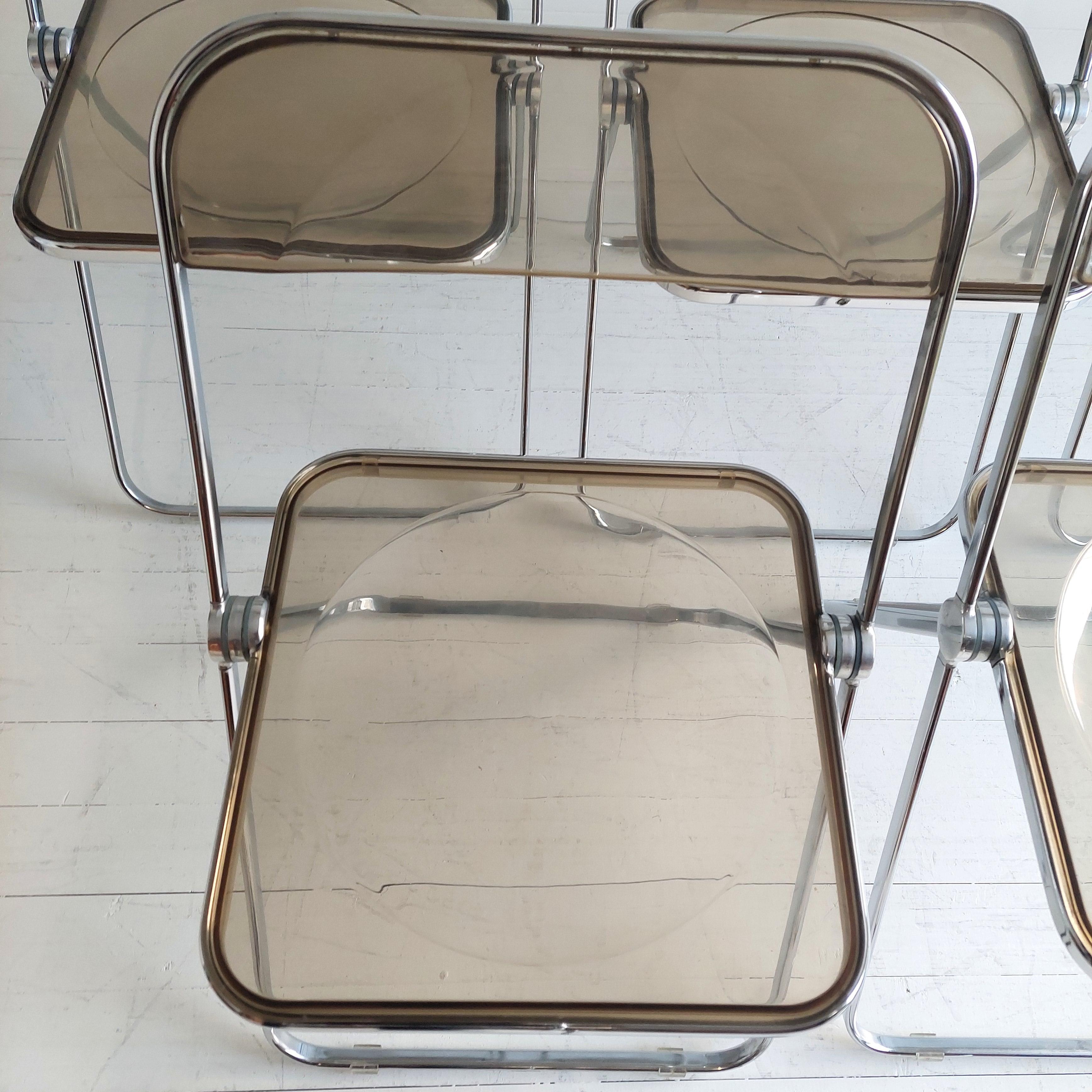 Plia Folding Chairs by Giancarlo Piretti for Castelli 60/70s Set of 4 For Sale 1