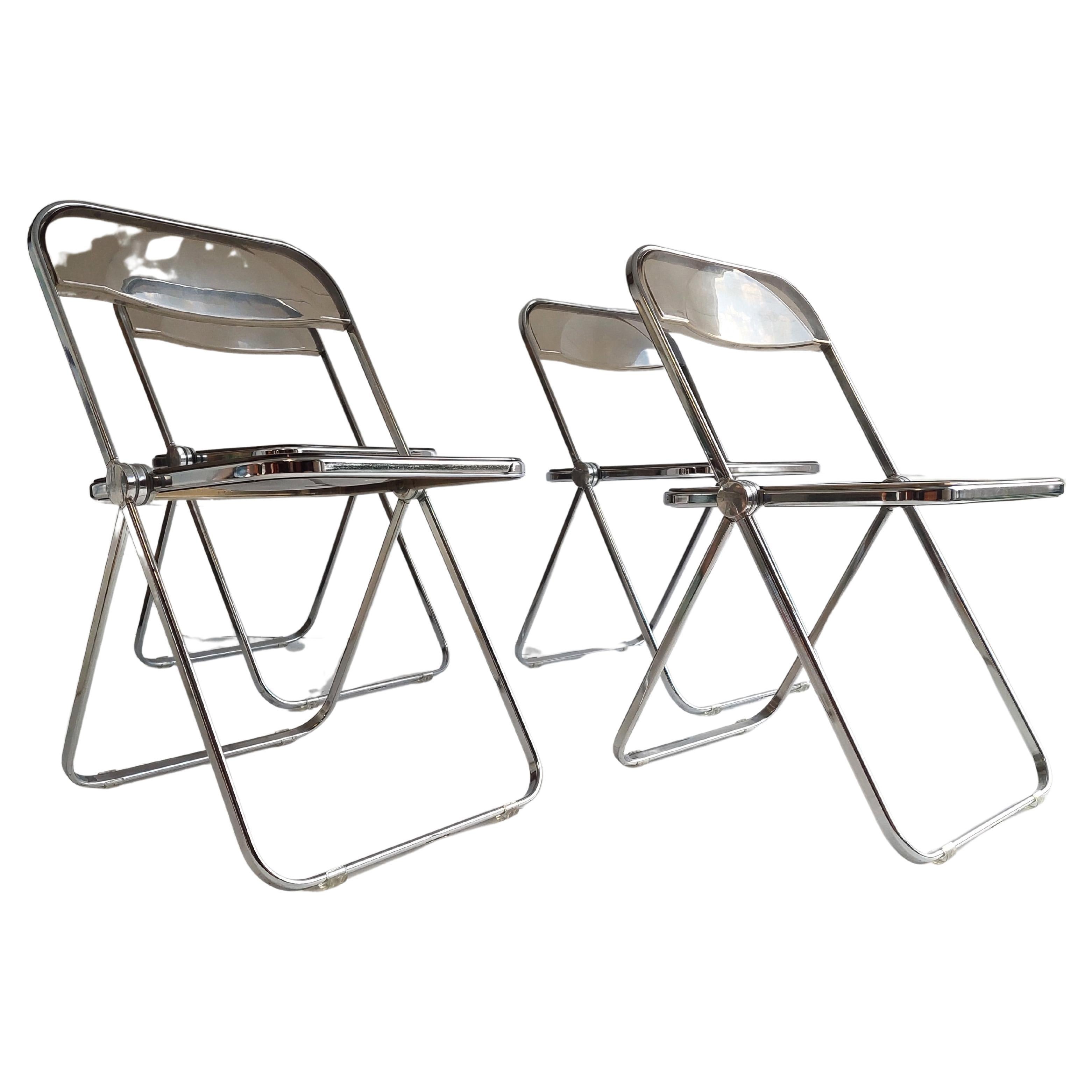 Plia Folding Chairs by Giancarlo Piretti for Castelli 60/70s Set of 4 For Sale