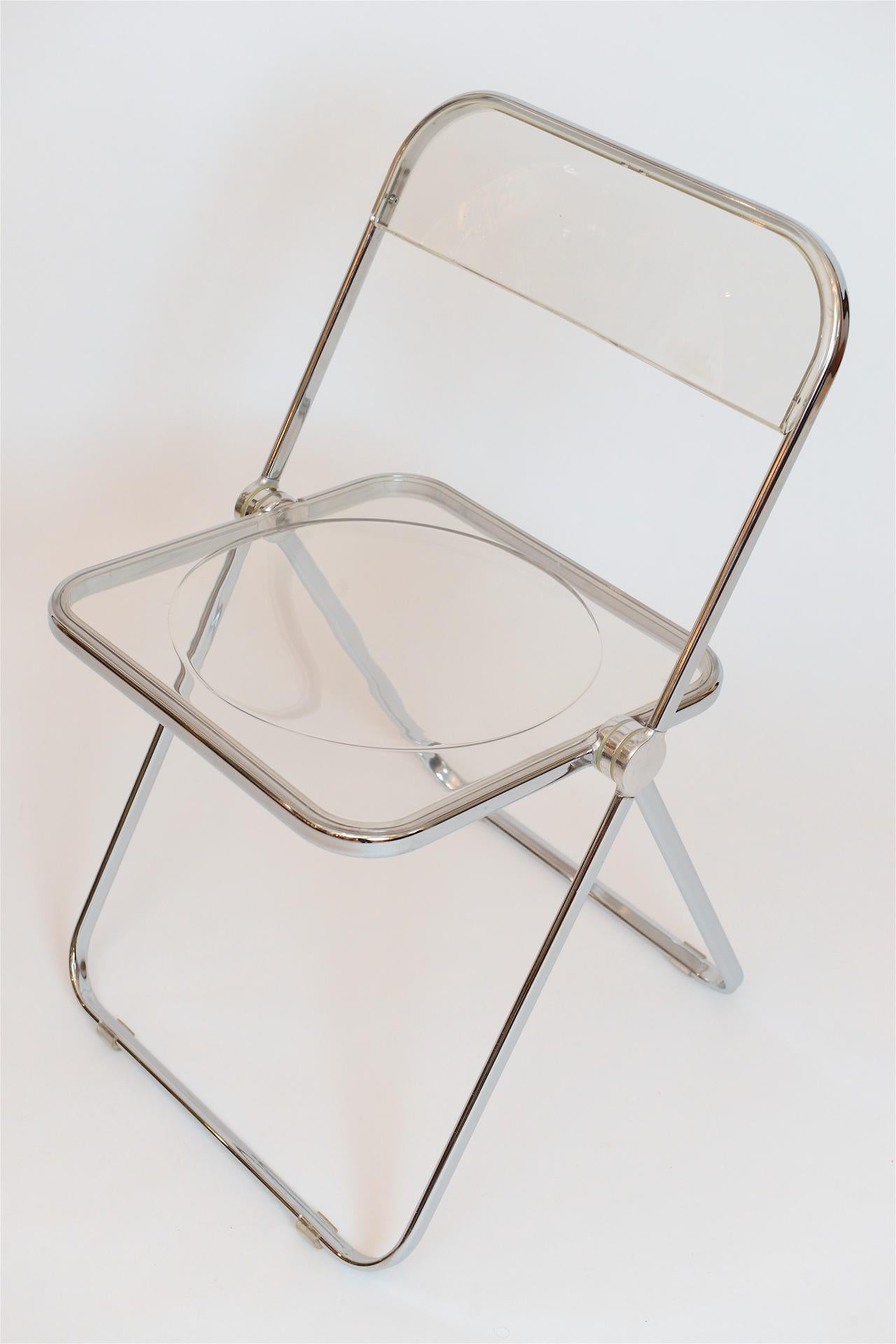 Plia Folding Lucite and Chrome Chairs, 1967 1