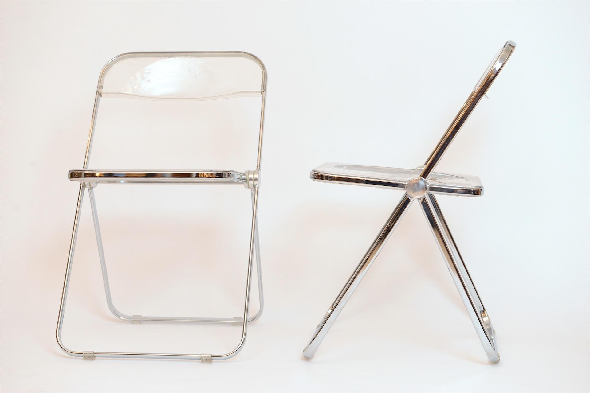 Plia Folding Lucite and Chrome Chairs, 1967 2