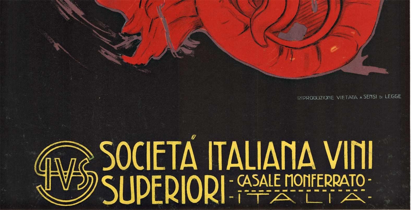 Original Vini di Lusso Italian wine vintage poster  1922 - Print by Plinio Codognato