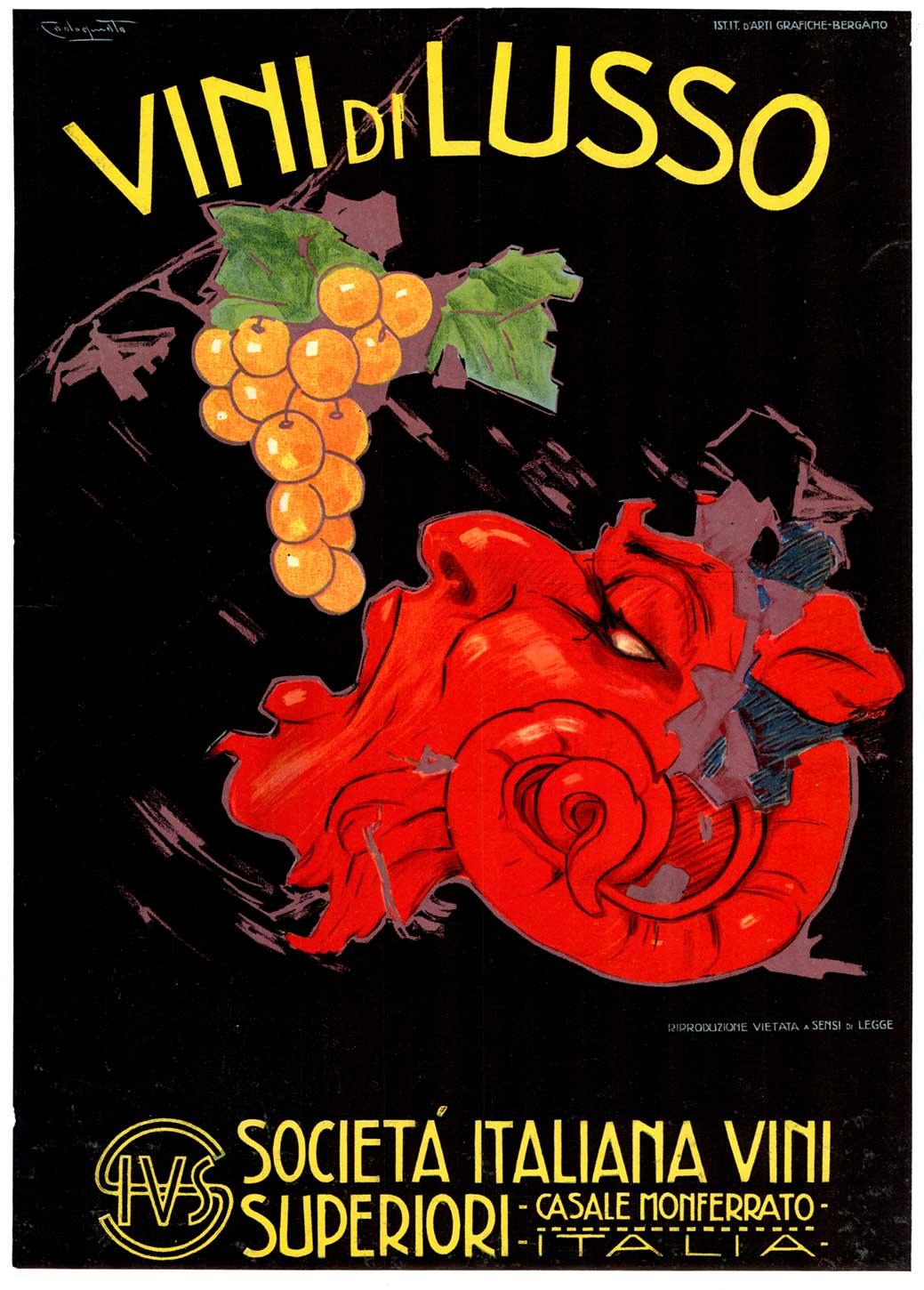 Italienisches Vintage-Poster, Vini di Lusso, Wein, Vini di Lusso 1922