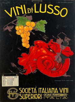 Póster original de época Vini di Lussio de Plinio Codognato 1922