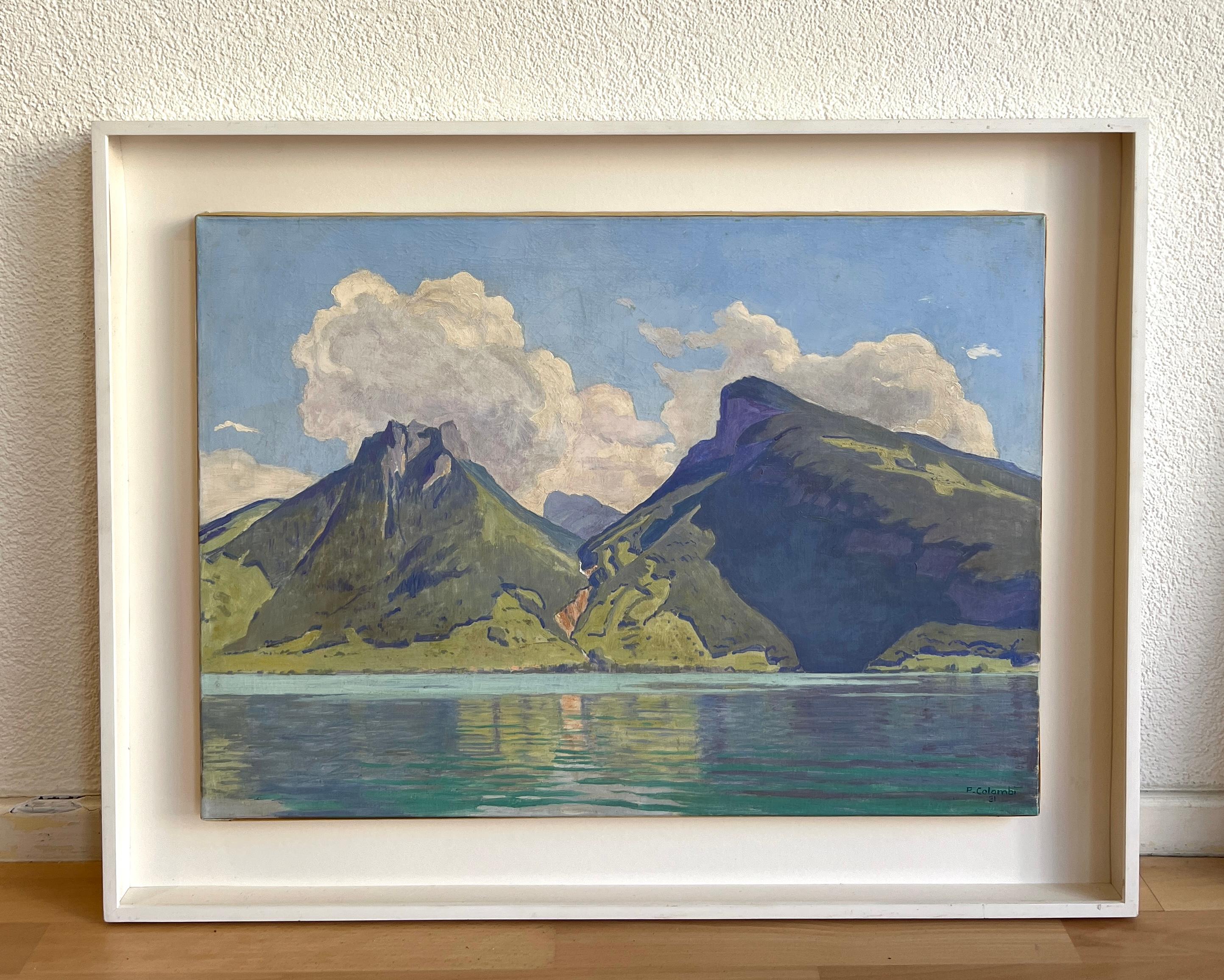 Paisaje lacustre - Painting de Plinio Colombi