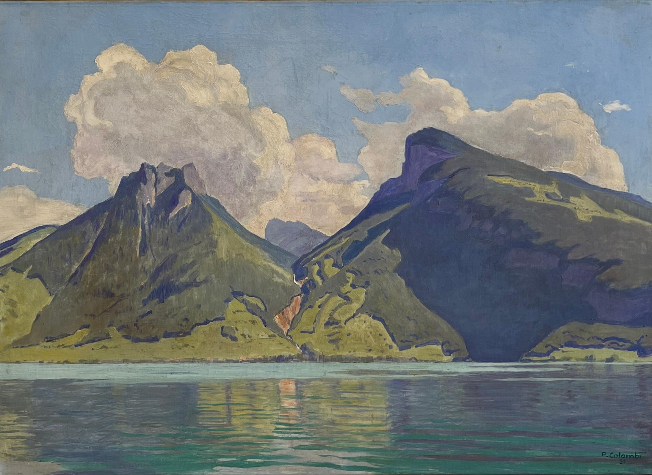 Landscape Painting de Plinio Colombi - Paisaje lacustre