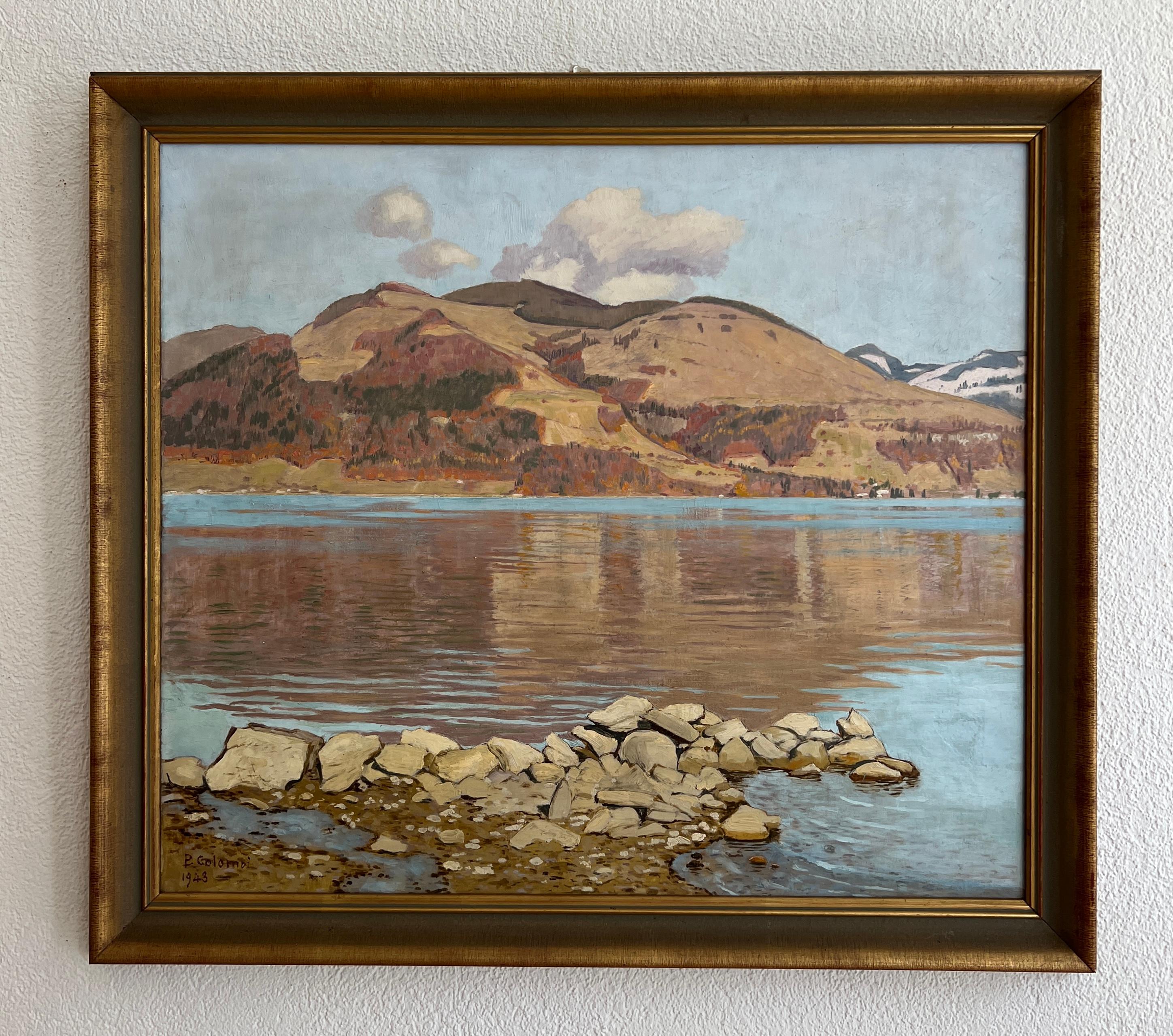 Paisaje rocoso - Painting de Plinio Colombi