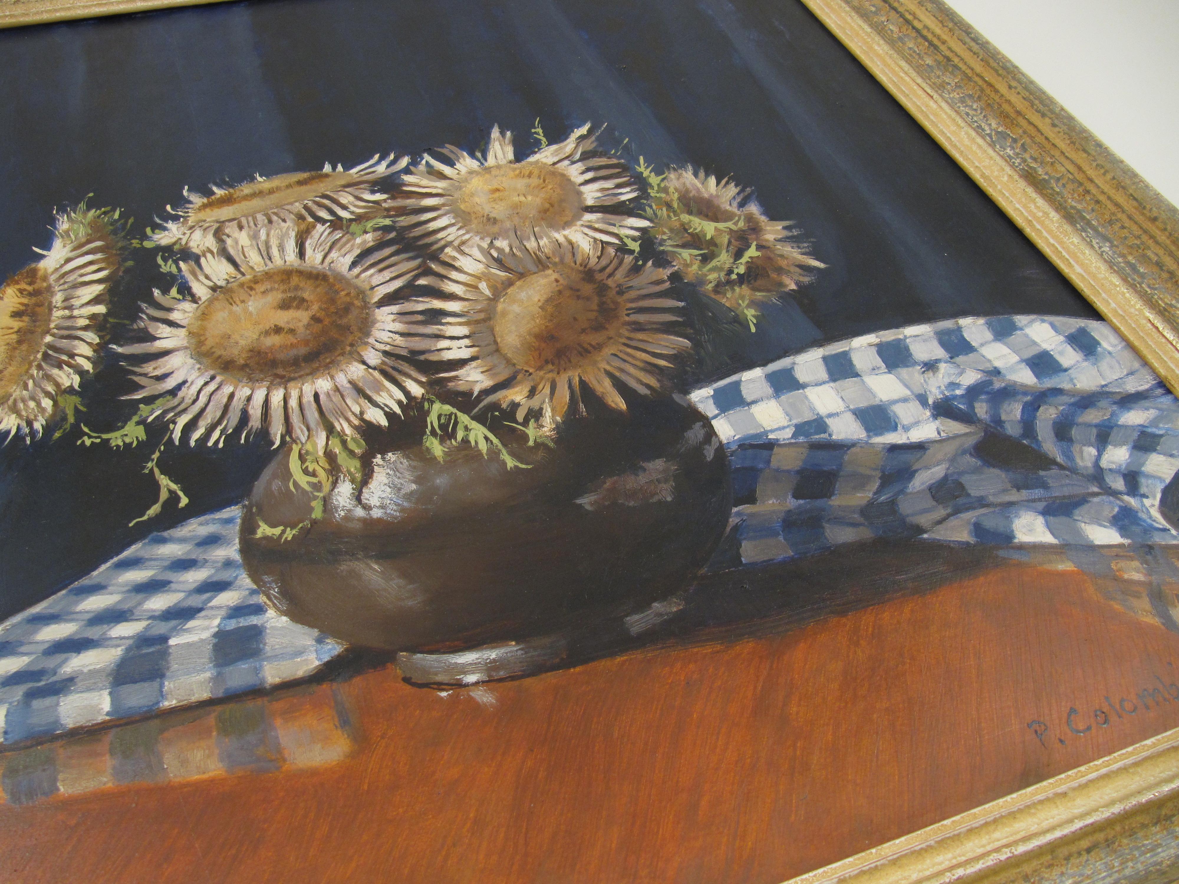 Plinio Colombi (1873 - 1951) Thistle Still Life - Oil Painting, 1949 Switzerland 1