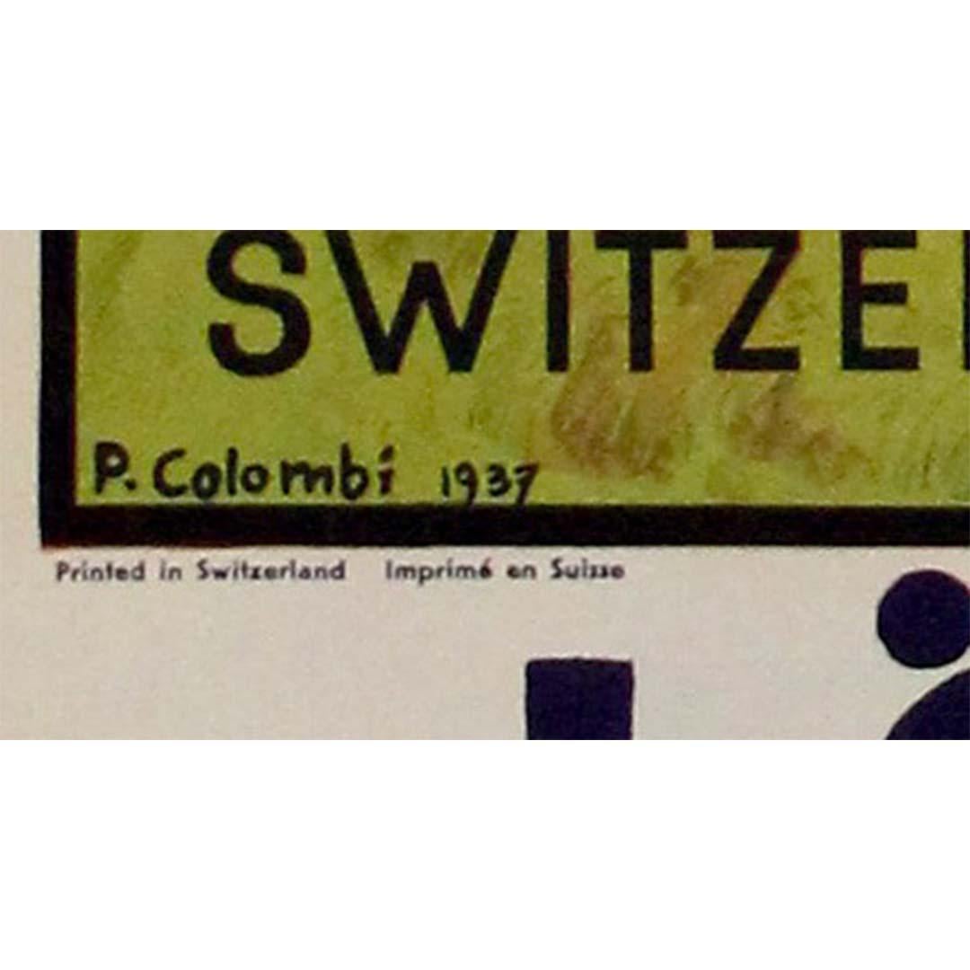 1937 original poster by Colombi  - Bernese Alps via the Lötschberg and Simplon For Sale 1