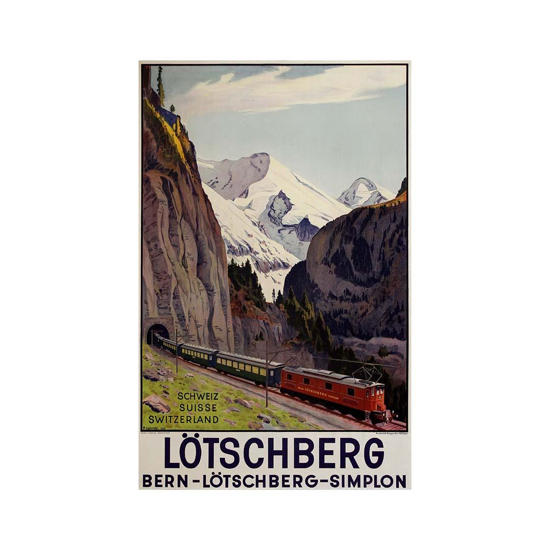 1937 original poster by Colombi  - Bernese Alps via the Lötschberg and Simplon For Sale 2