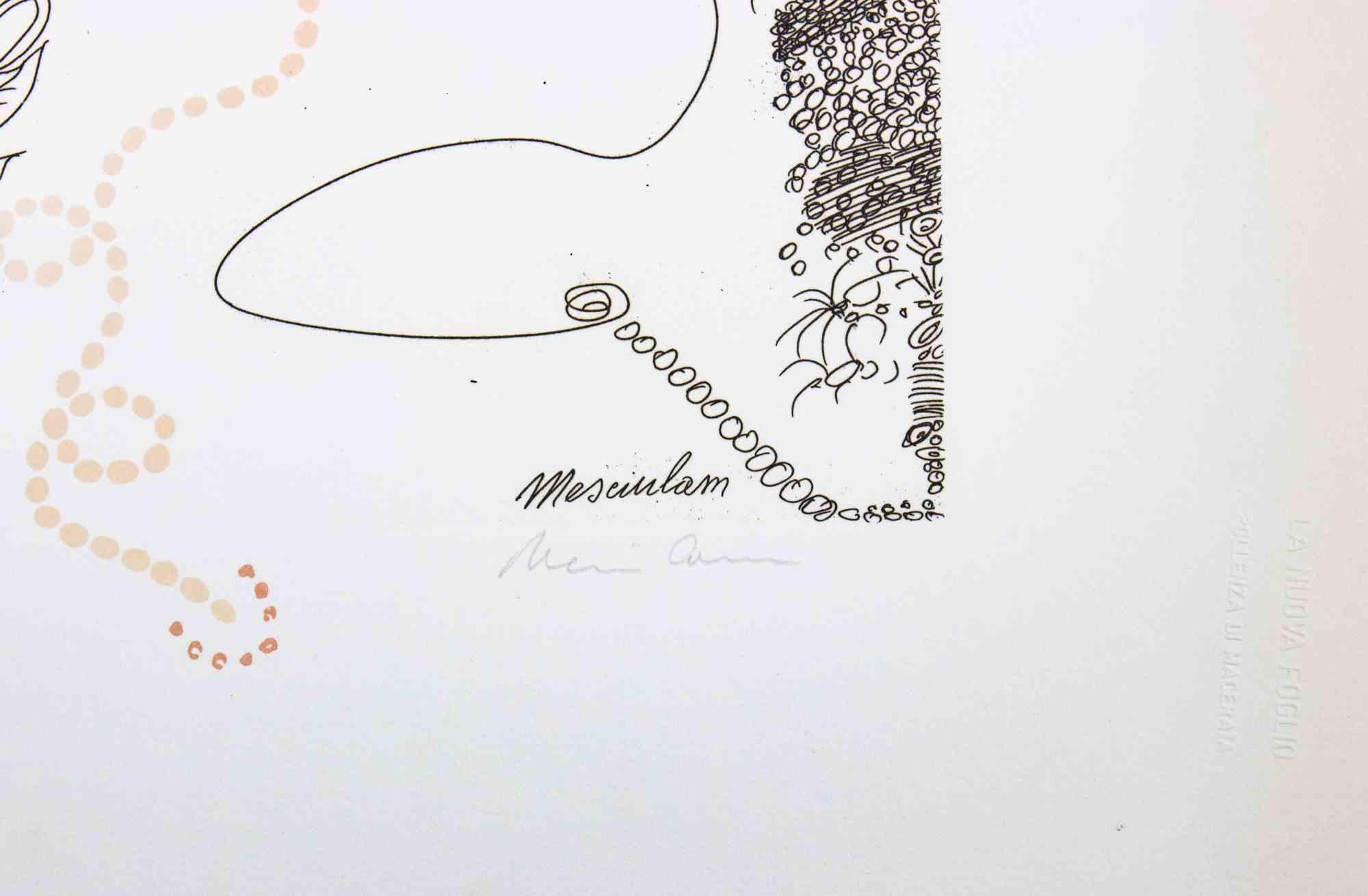 Abstract Composition - Original Lithograph by Plinio Mesciulam - 1973 For Sale 2