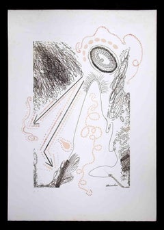 Composition abstraite - Lithographie originale de Plinio Mesciulam - 1973