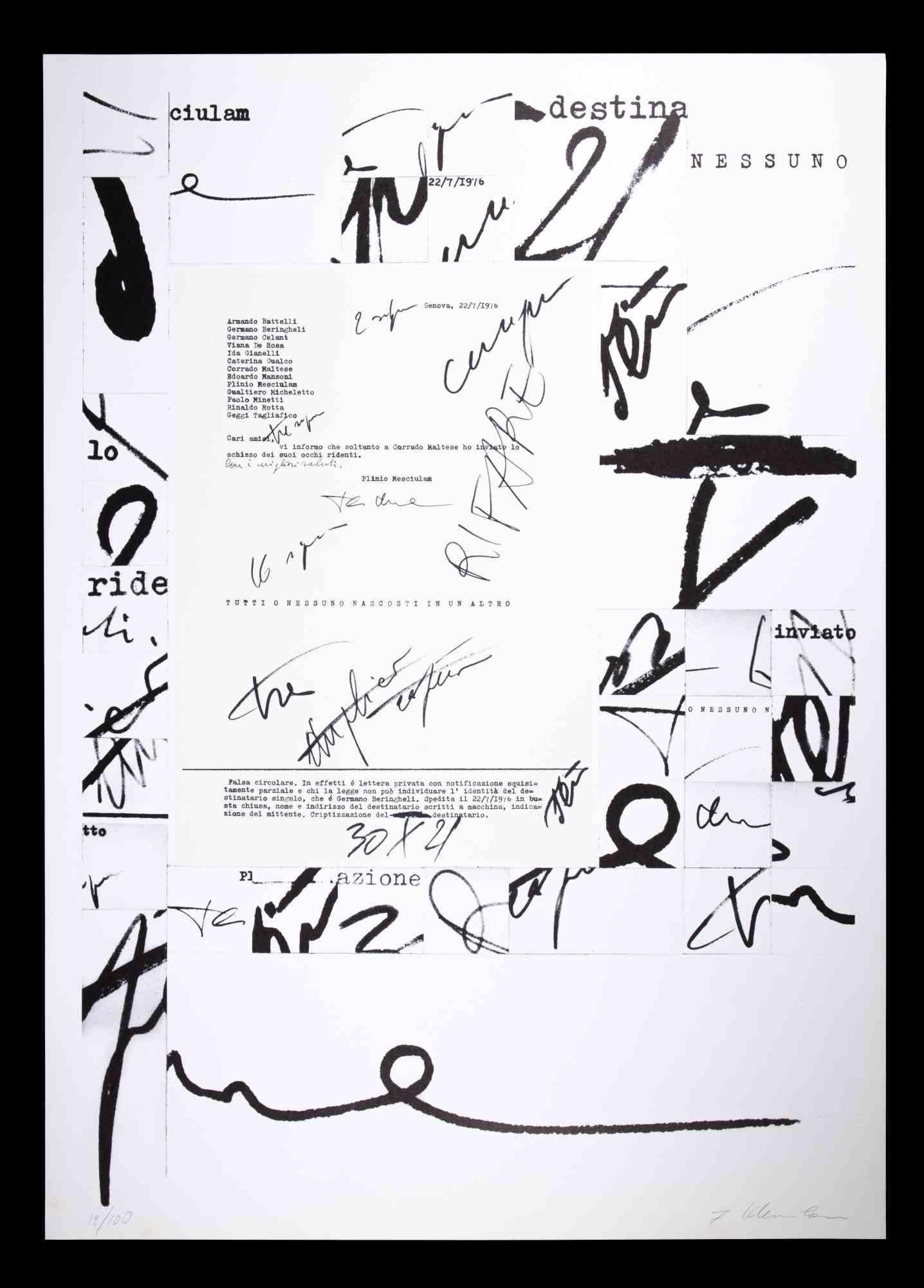 Composition abstraite est une lithographie originale réalisée par Plinio Mesciulam en 1973.

Très bon état sur un carton blanc.

Signé et numéroté par l'artiste dans la marge inférieure.

Edition limitée n.12 de 100 copies, éditeur " La nuova foglio