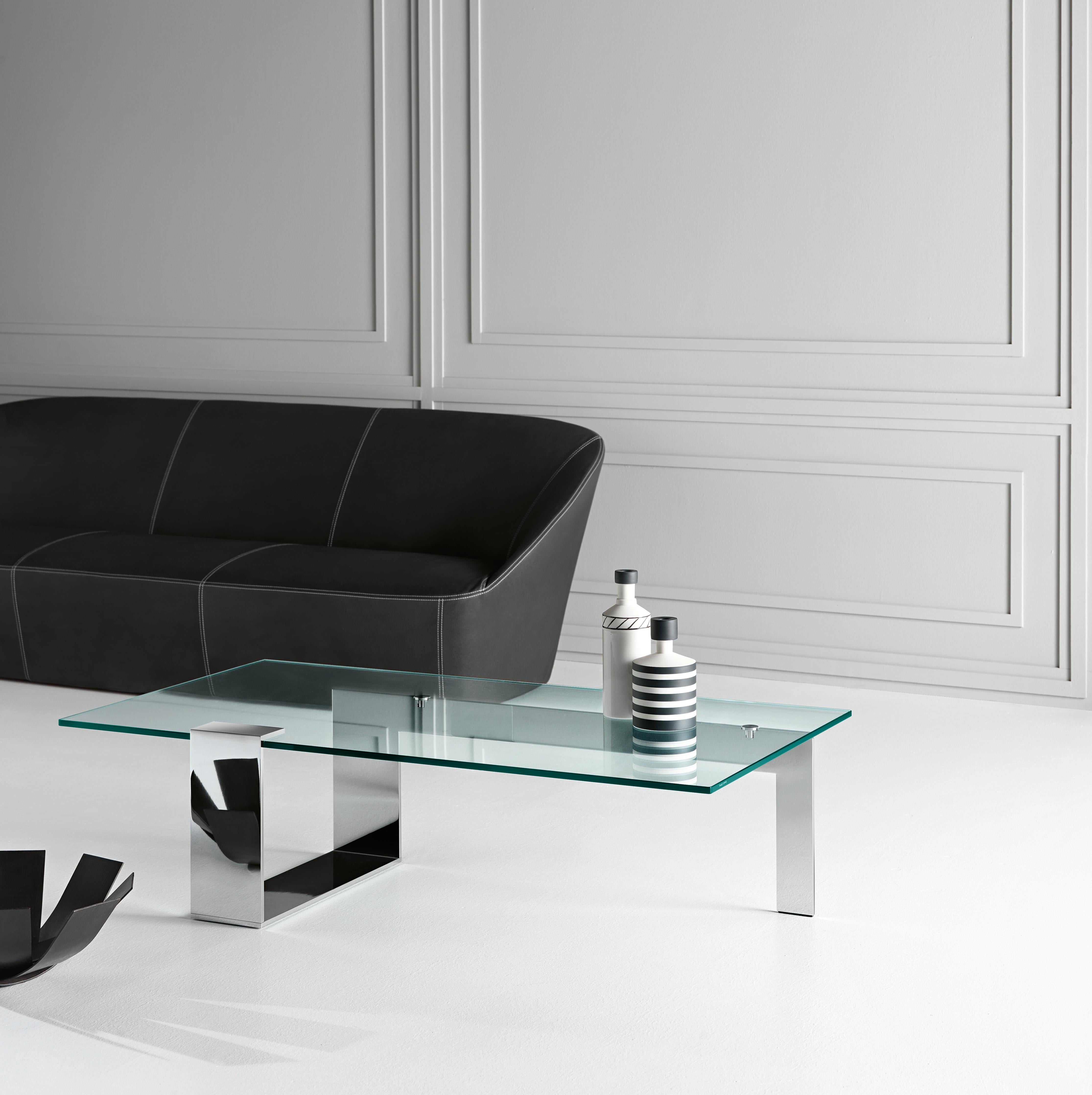 Italian Plinsky Glass Coffee Table, Designed by Giulio Mancini, Made in Italy For Sale
