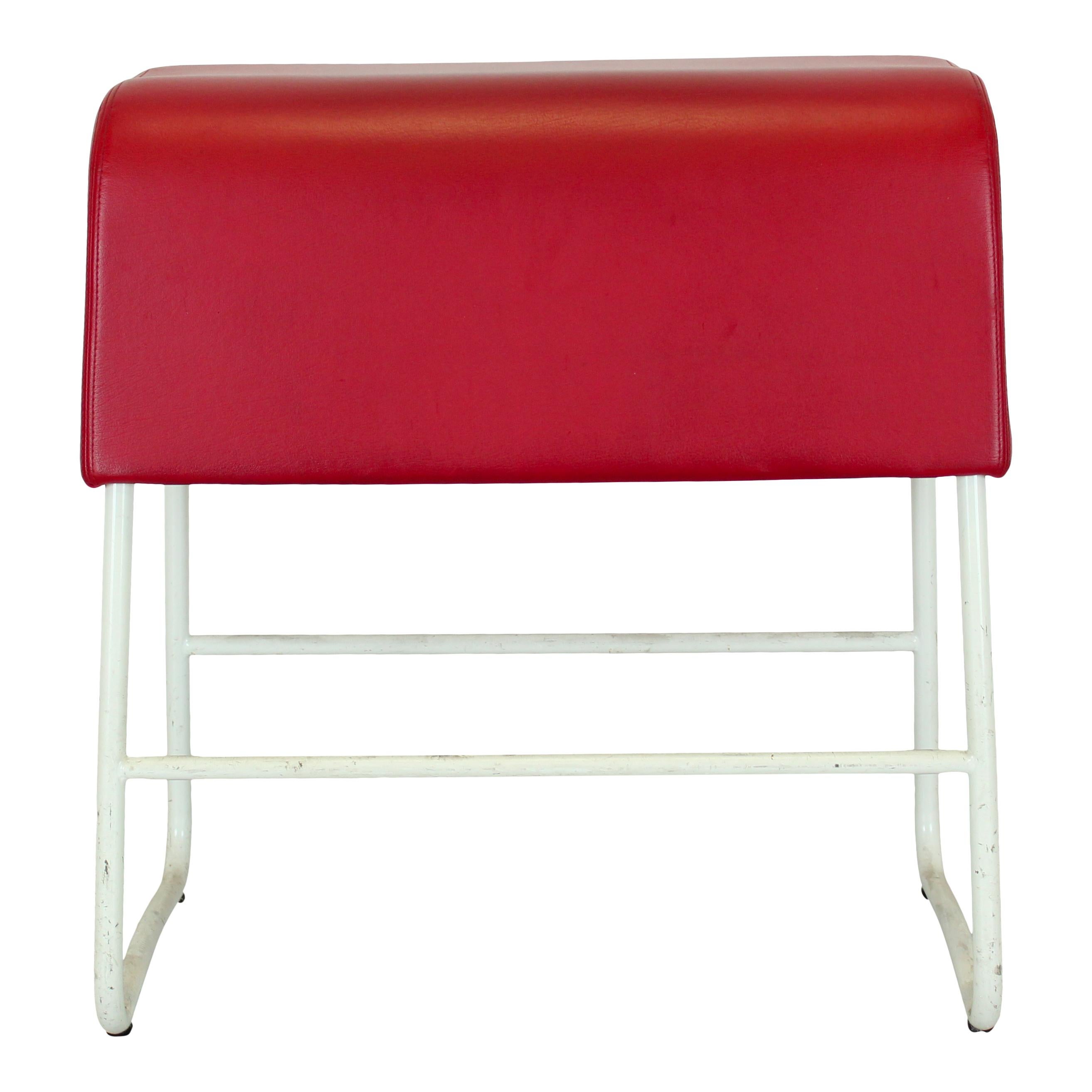 Plint Stool by Sandin & Bülow for Materia in Red Leather, Sweden, 2002 (Schwedisch) im Angebot