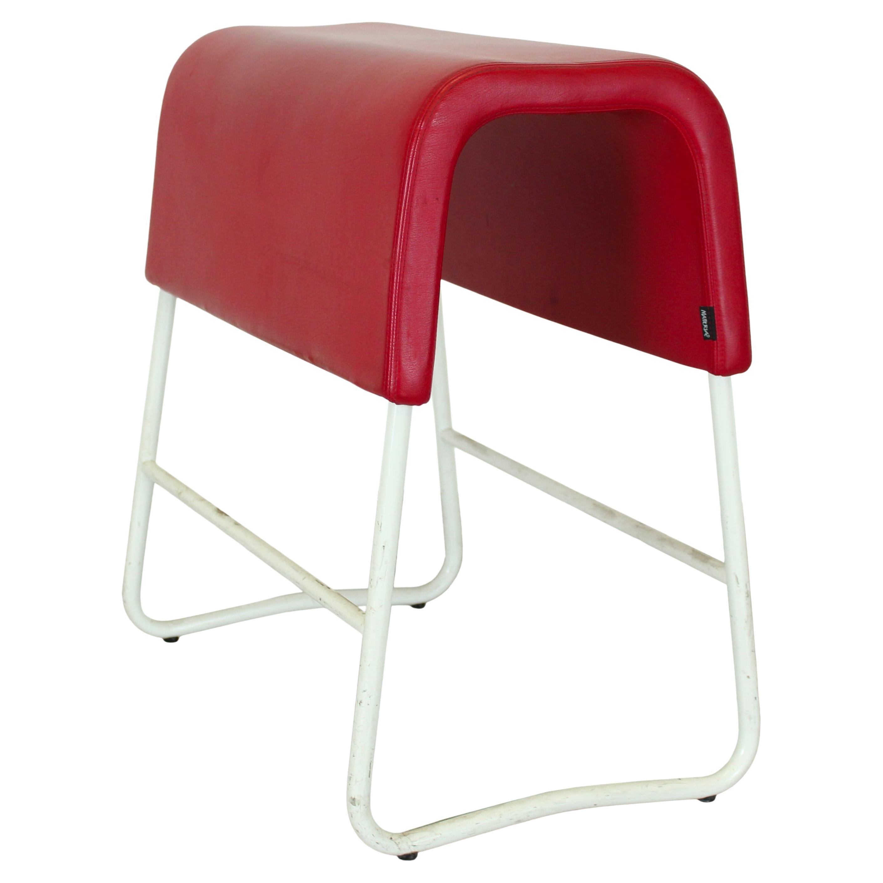 Plint Stool by Sandin & Bülow for Materia in Red Leather, Sweden, 2002