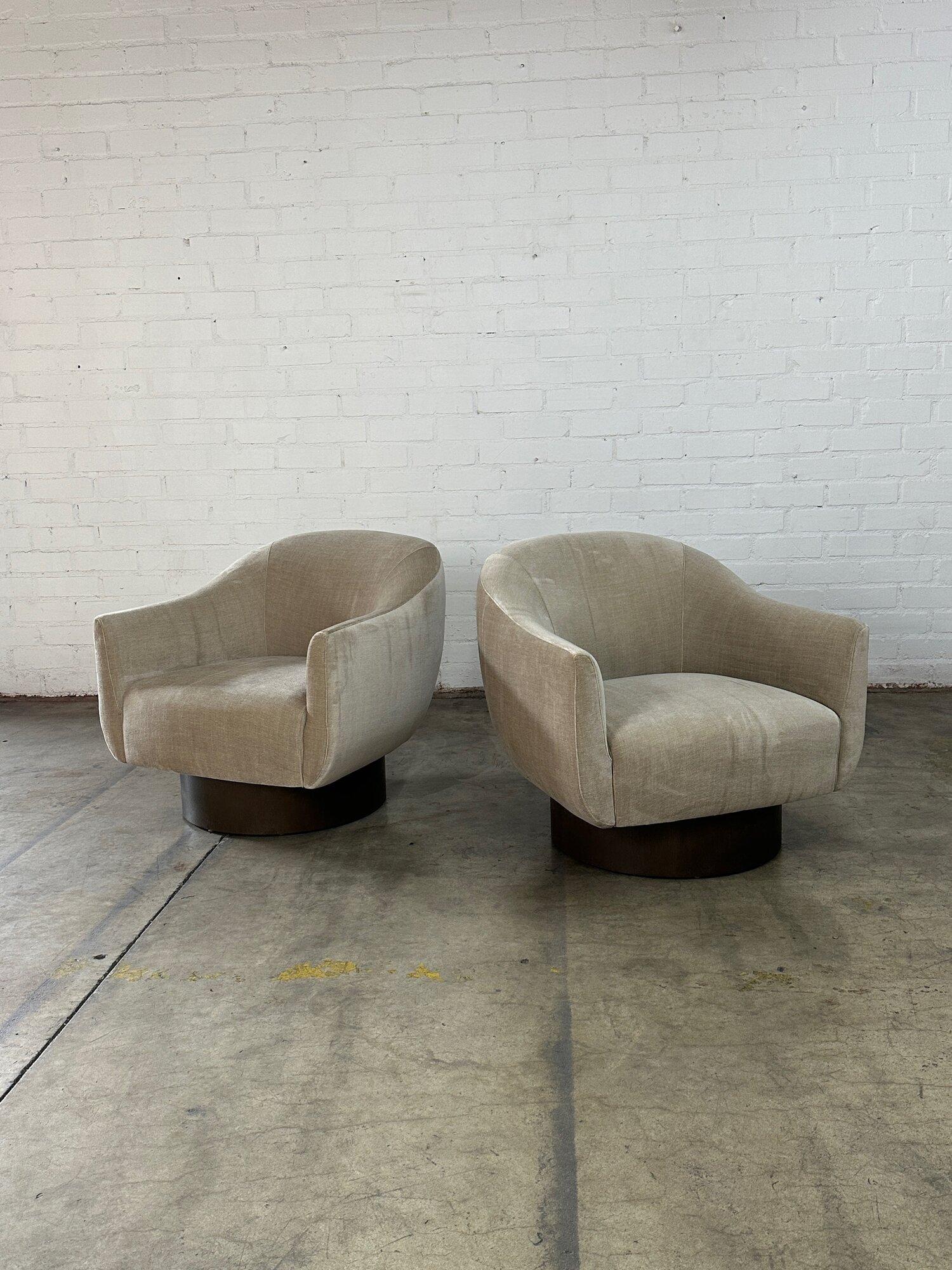 Contemporary Plinth Base Barrel Lounge Chair For Sale