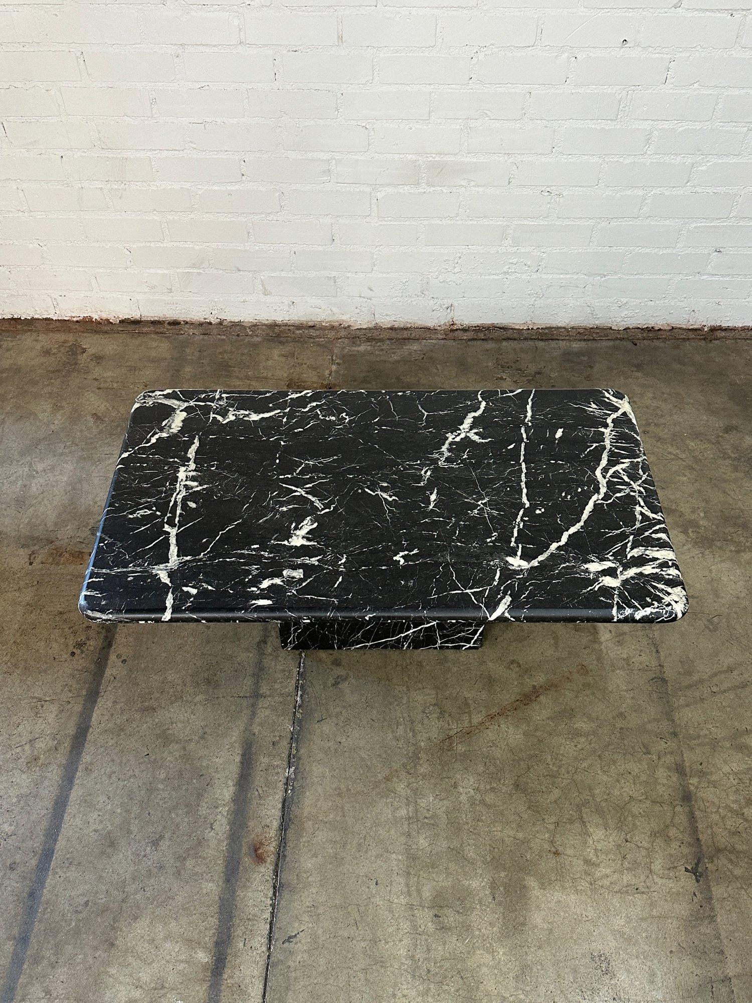 Late 20th Century Plinth Base Marble Coffee Table