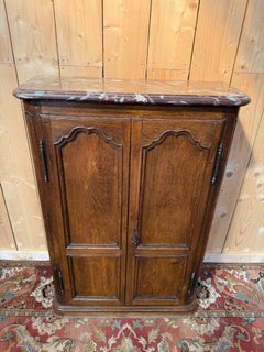 Plinth Cabinet – Louis XIV Style – Solid Oak and Original Marble