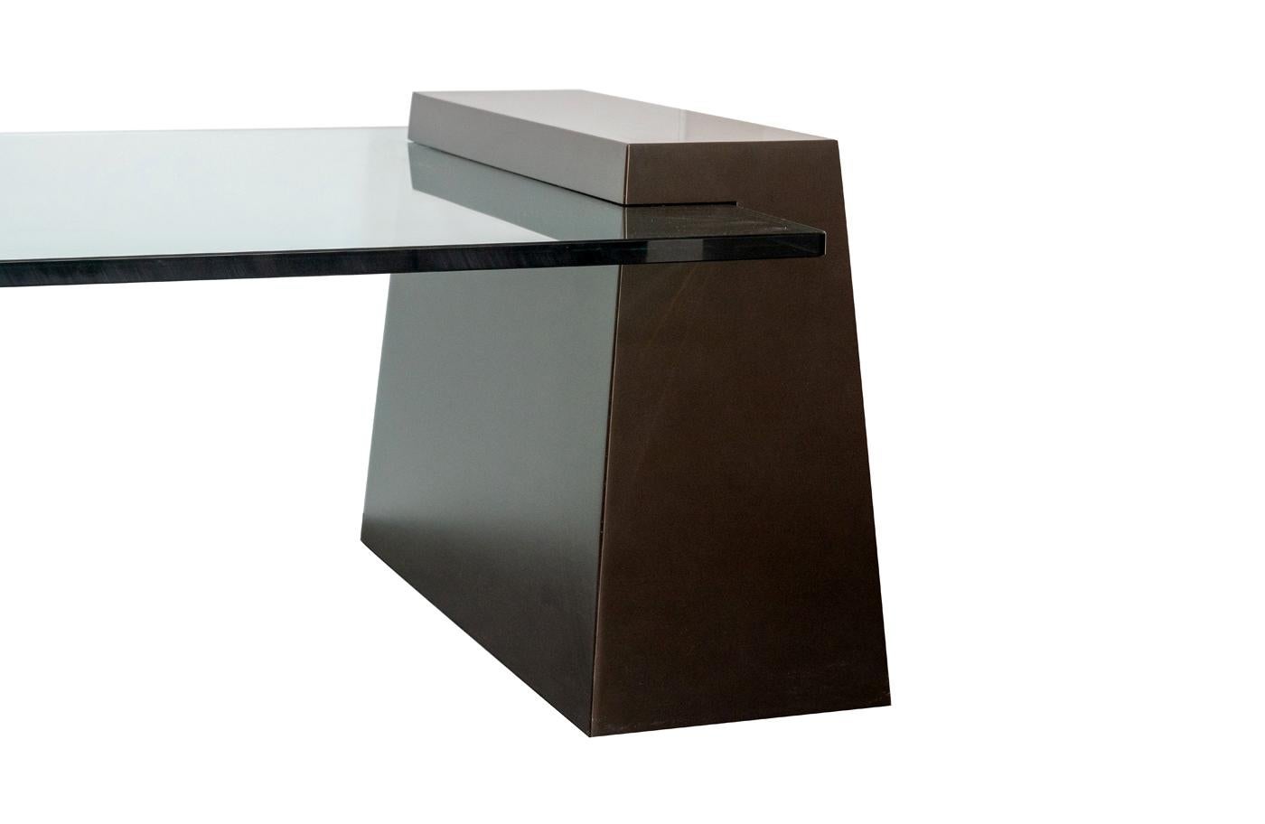 Bronze Plinth Cocktail Coffee Table In Excellent Condition For Sale In New York, NY