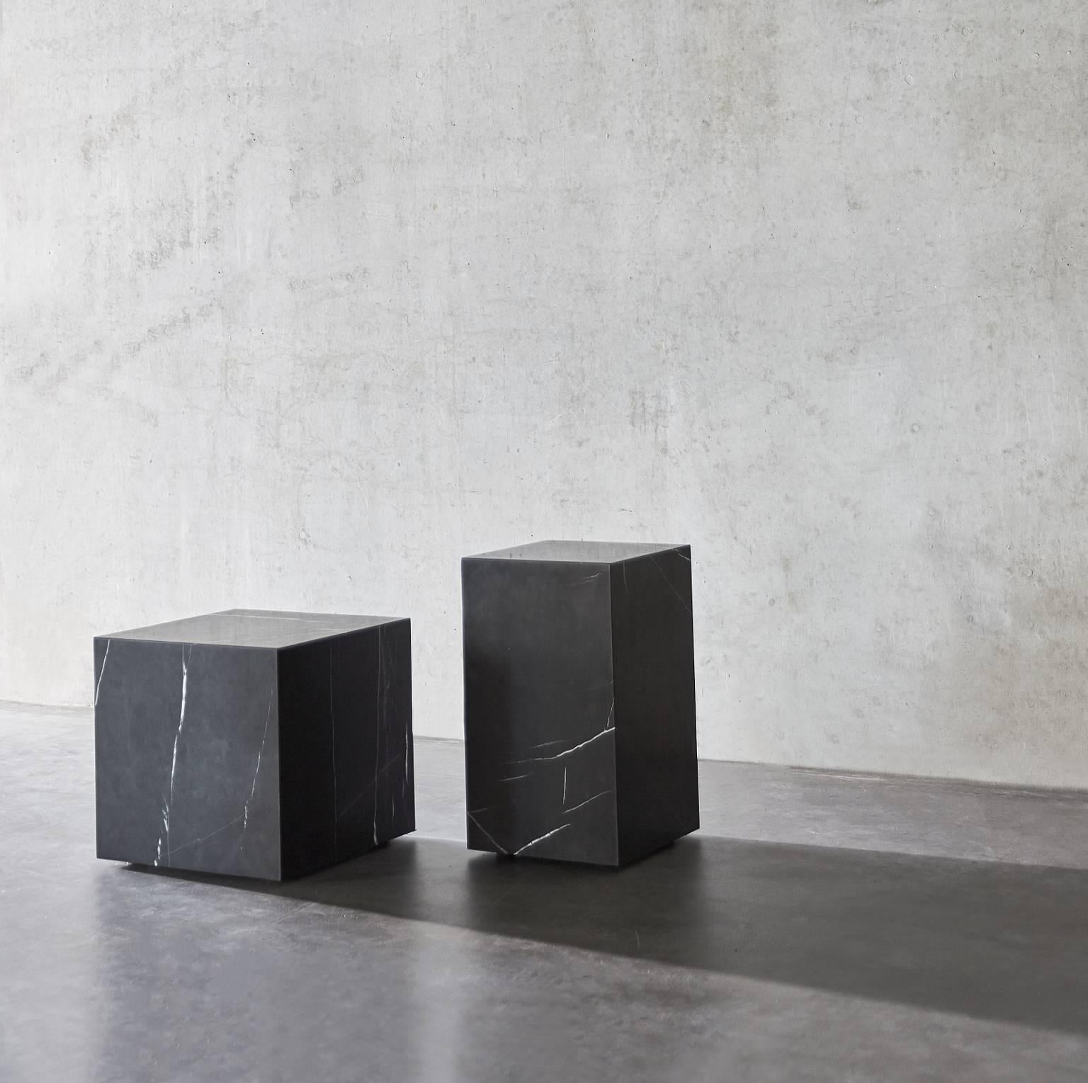 Contemporary Plinth, Cubic, Black Marble