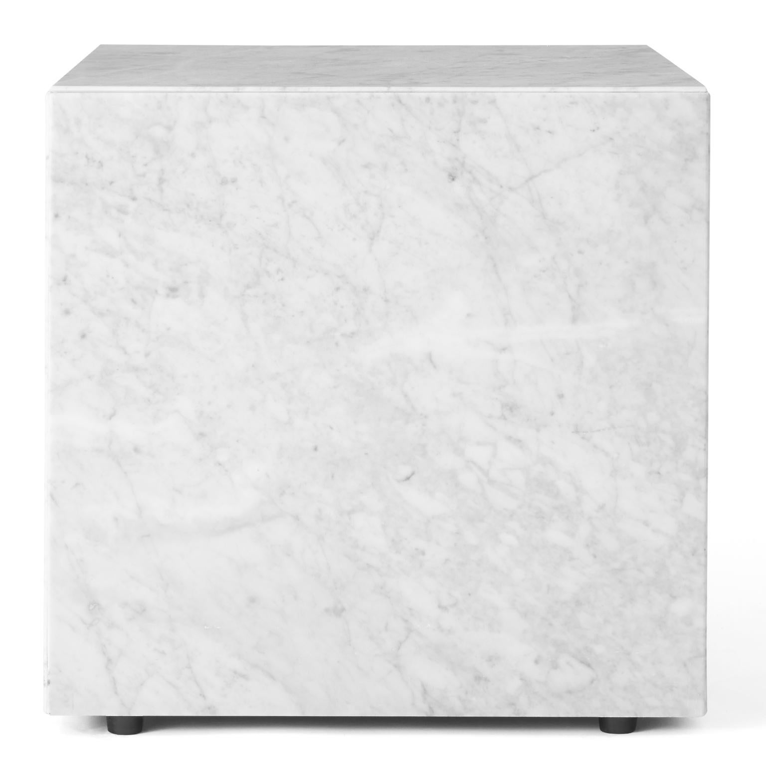 Scandinavian Modern Plinth, Cubic, White Marble For Sale