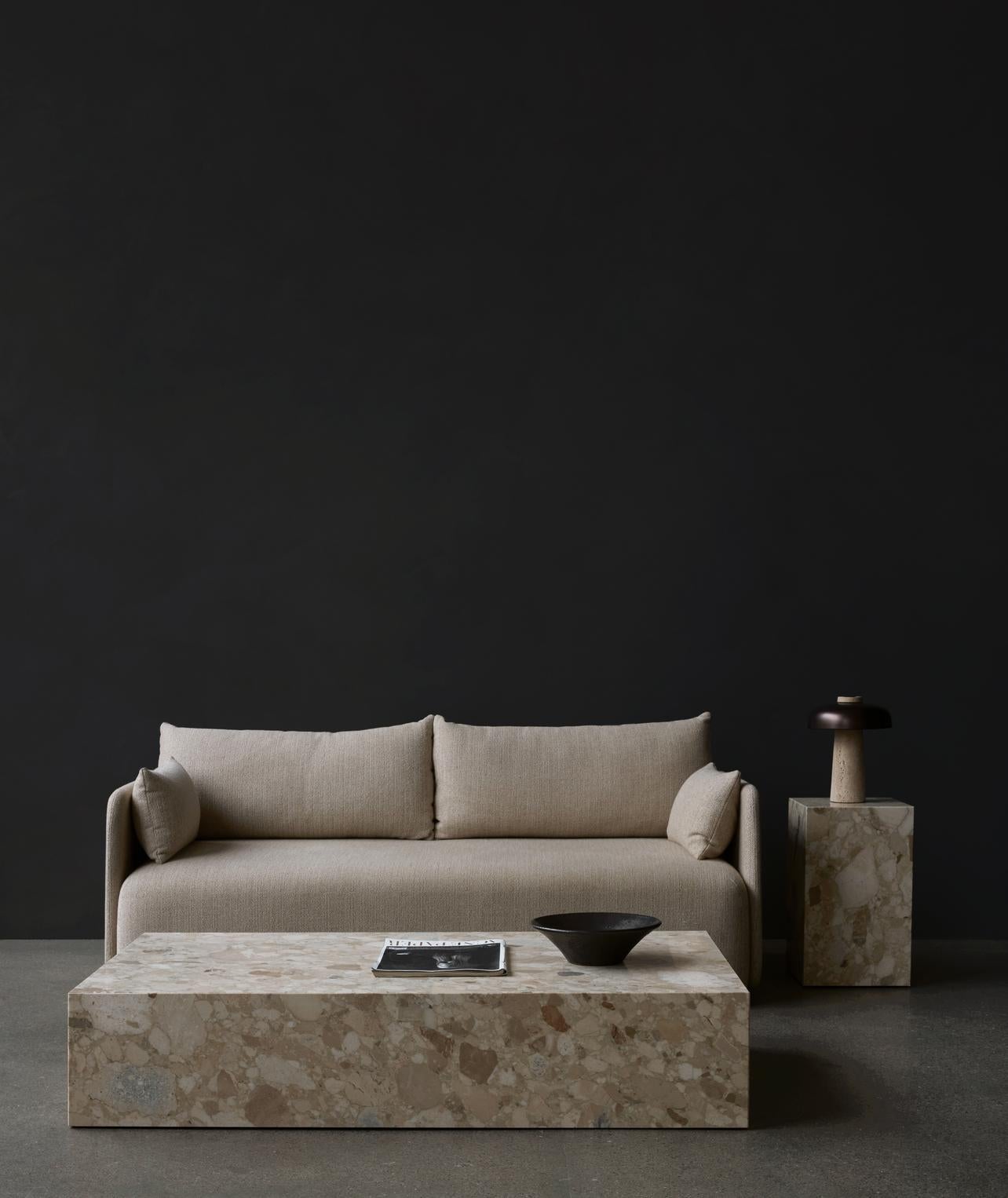 A supersized version of the classic Plinth Low podium, the Plinth Grand is a monumental and multifunctional design. Designed by Norm Architects and offered in four marble types with unique veining as well as Kunis Breccia stone, each piece is