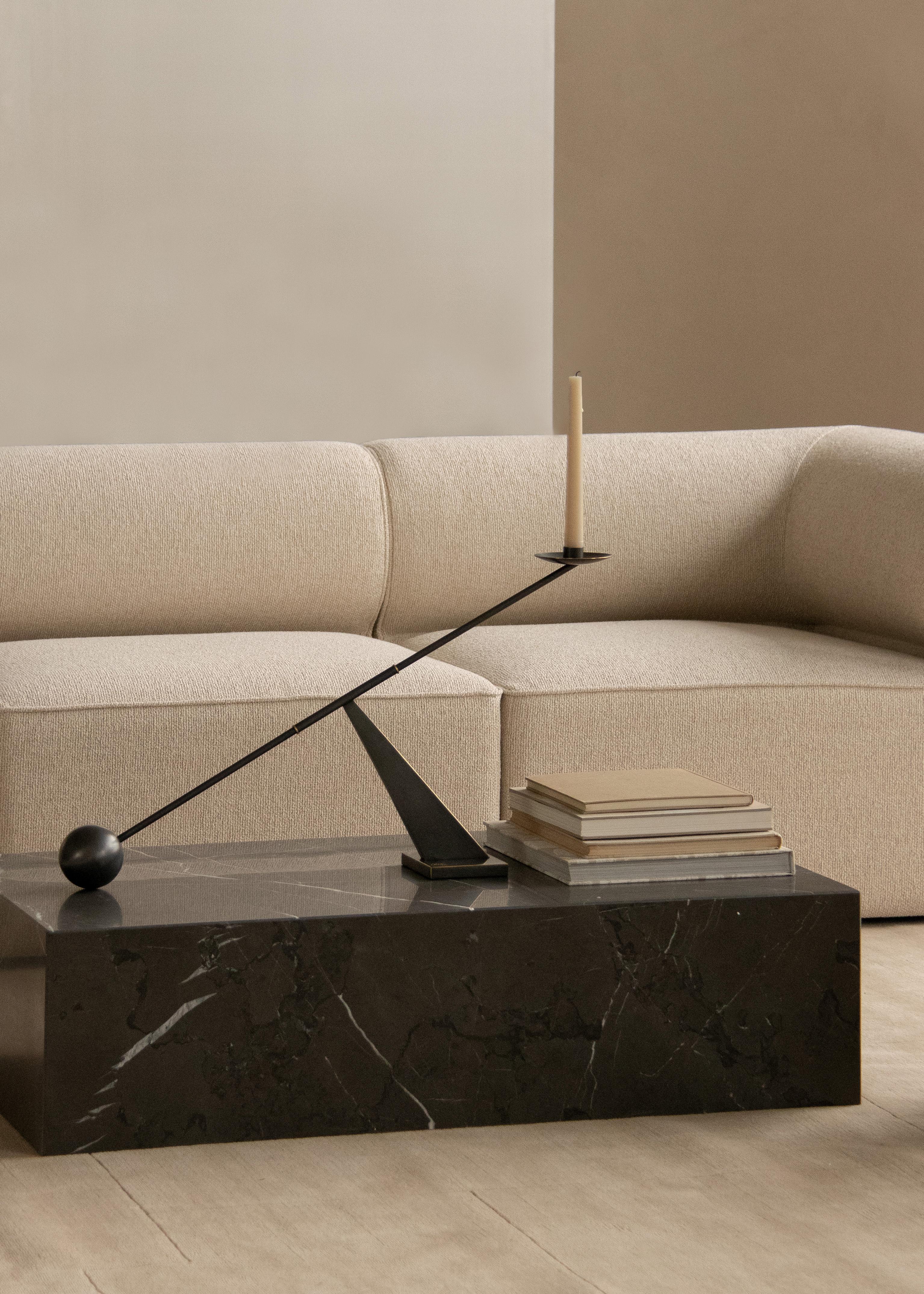 Chinese Plinth Low Lounge Table in Grey, Brown Kendzo Marble by Norm Architects for Audo For Sale