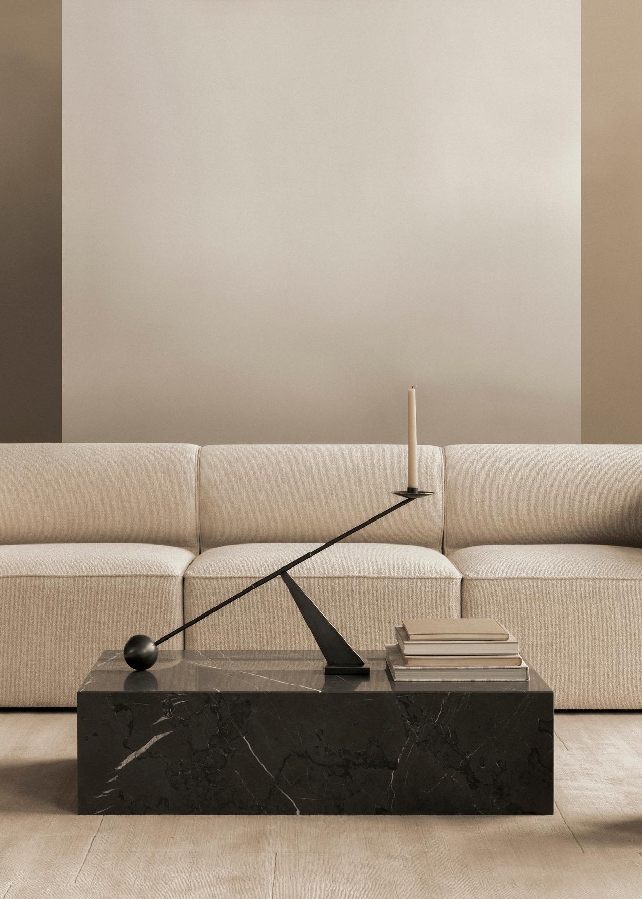 Plinth Low Lounge Table in Grey, Brown Kendzo Marble by Norm Architects for Audo For Sale 2