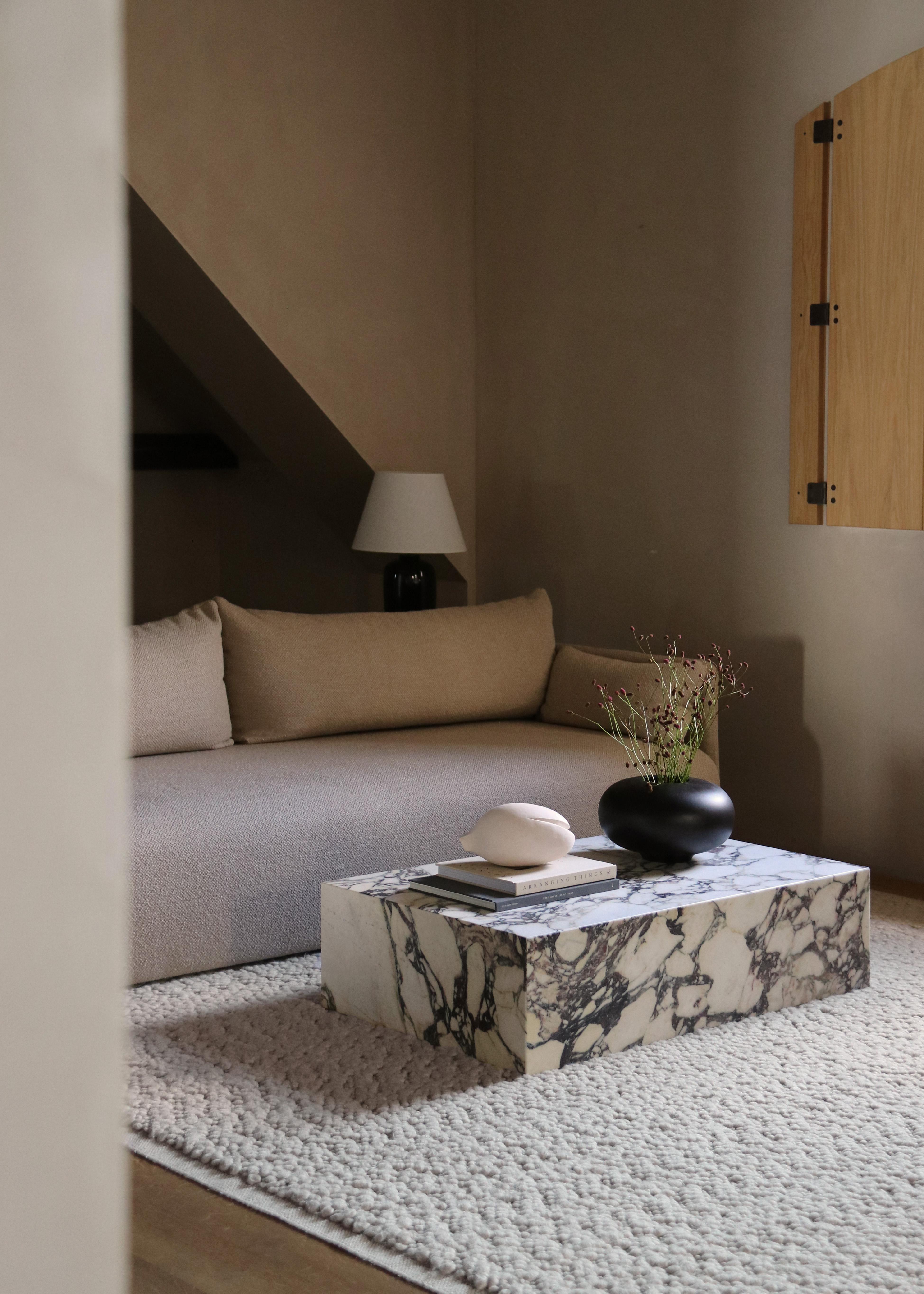 Plinth Low Lounge Table in Rose, Calacatta Viola Marble-Norm Architects for Audo For Sale 4