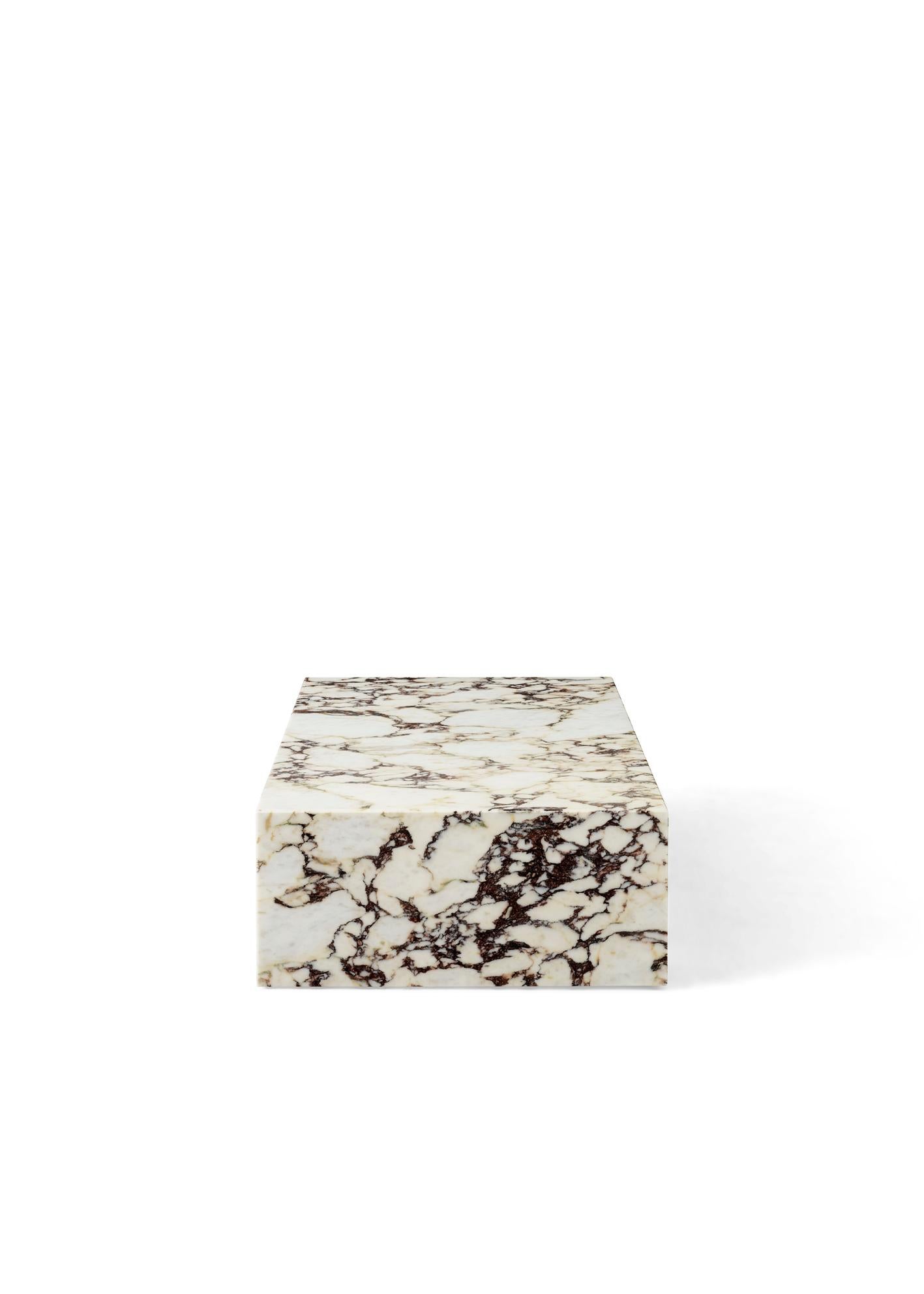 Minimalist Plinth Low Lounge Table in Rose, Calacatta Viola Marble-Norm Architects for Audo For Sale