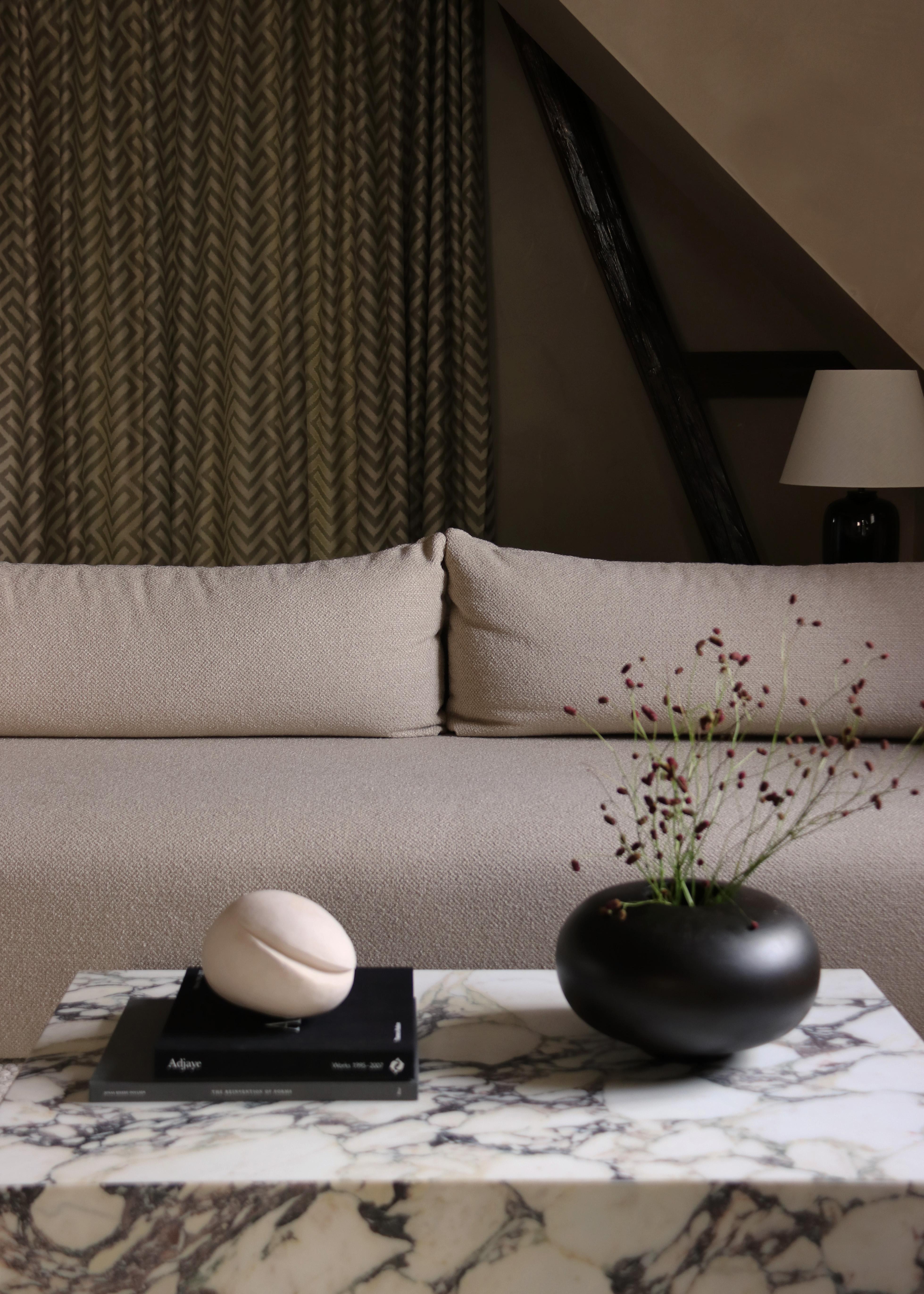 Plinth Low Lounge Table in Rose, Calacatta Viola Marble-Norm Architects for Audo For Sale 3