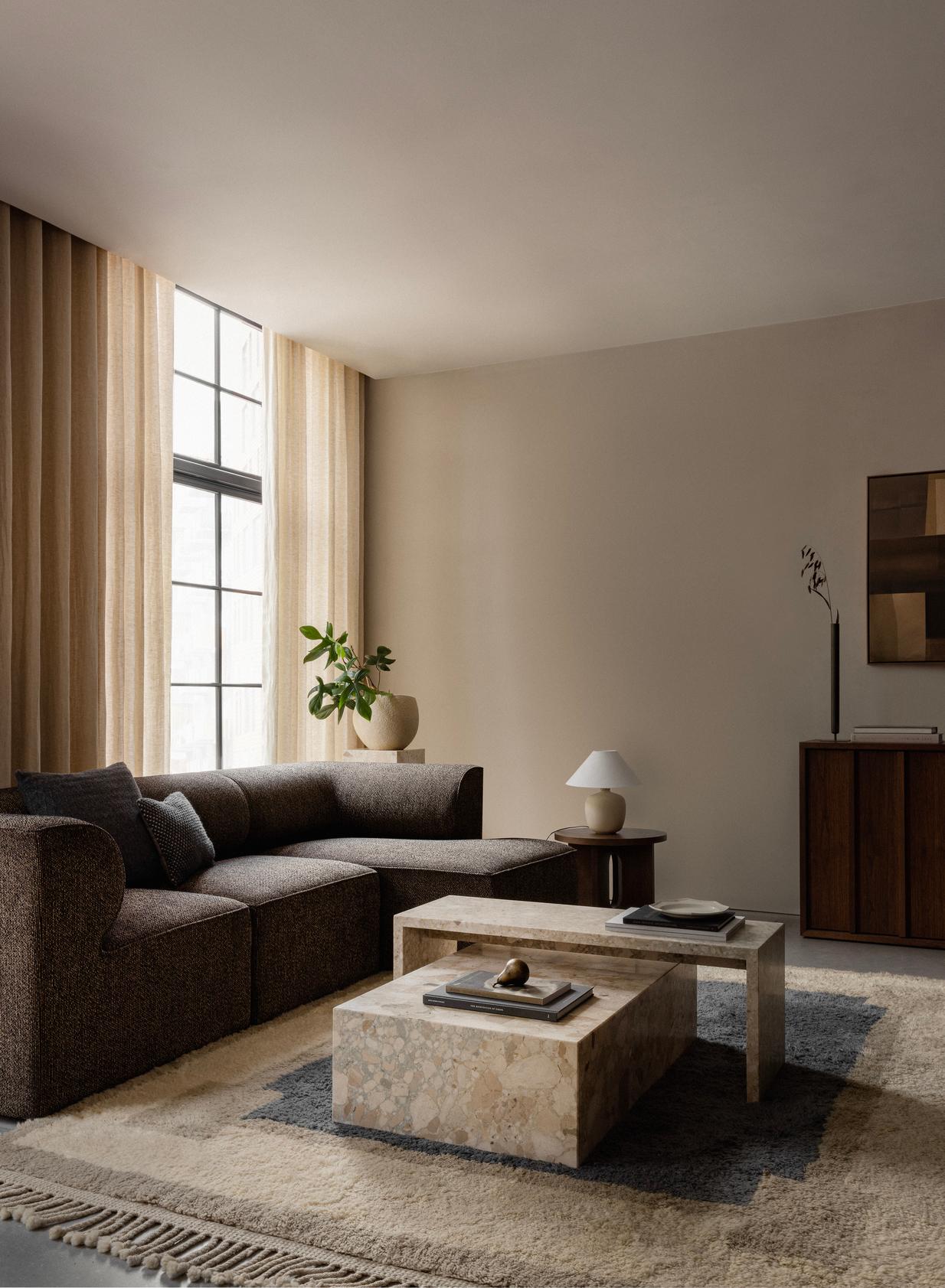 Plinth Low Lounge Table in Sand Kunis Breccia Stone by Norm Architects for Audo For Sale 3