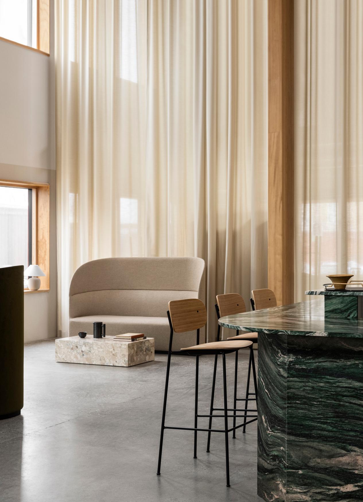 Plinth Low Lounge Table in Sand Kunis Breccia Stone by Norm Architects for Audo For Sale 4
